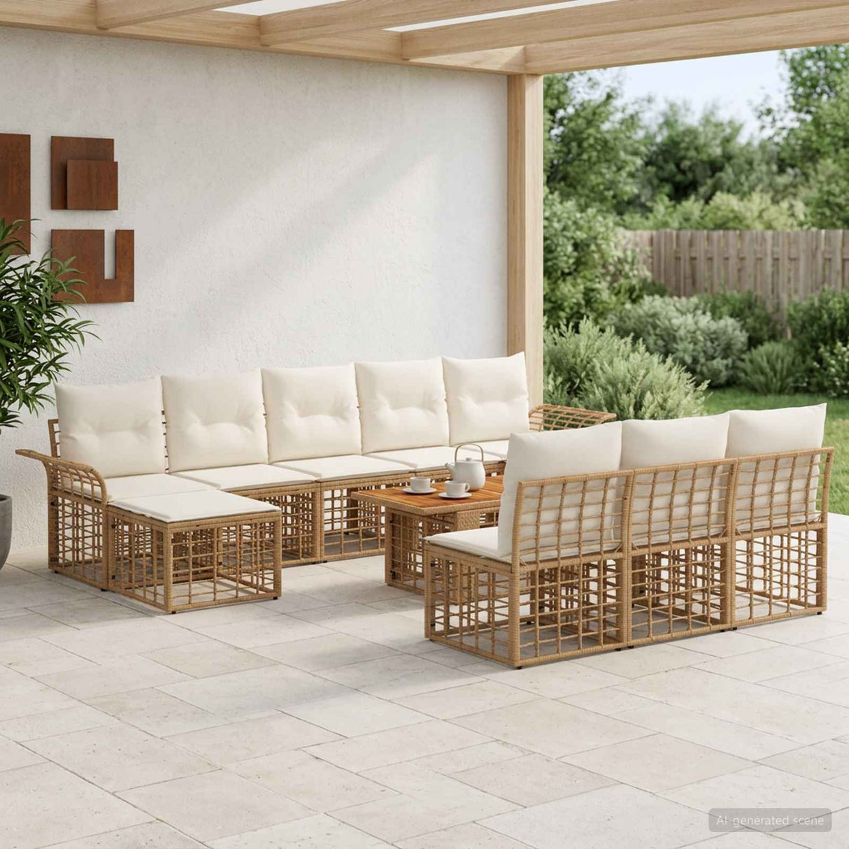vidaXL Tuinbank Set 11 st Zwart en Donkergrijs poly rattan