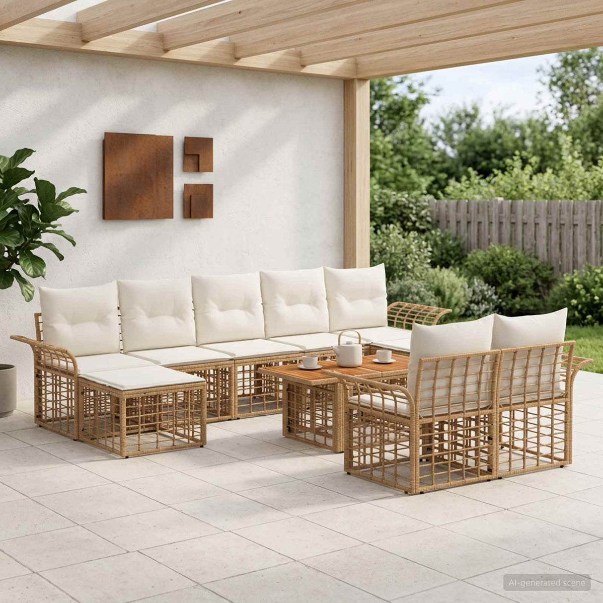 vidaXL Tuinbank Set 10 st Zwart en Donkergrijs poly rattan