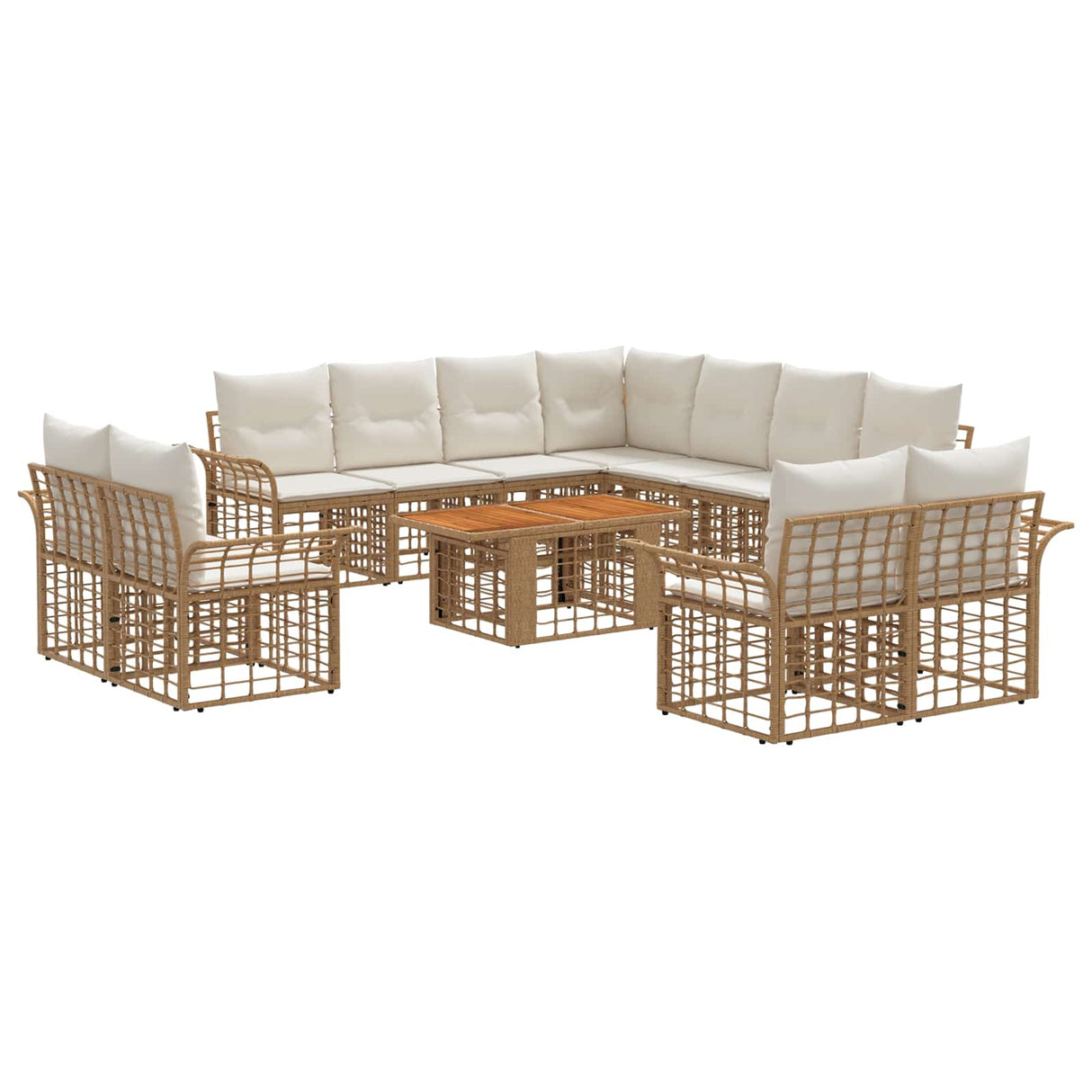 vidaXL Tuinbank Set 12 st Zwart en Donkergrijs poly rattan
