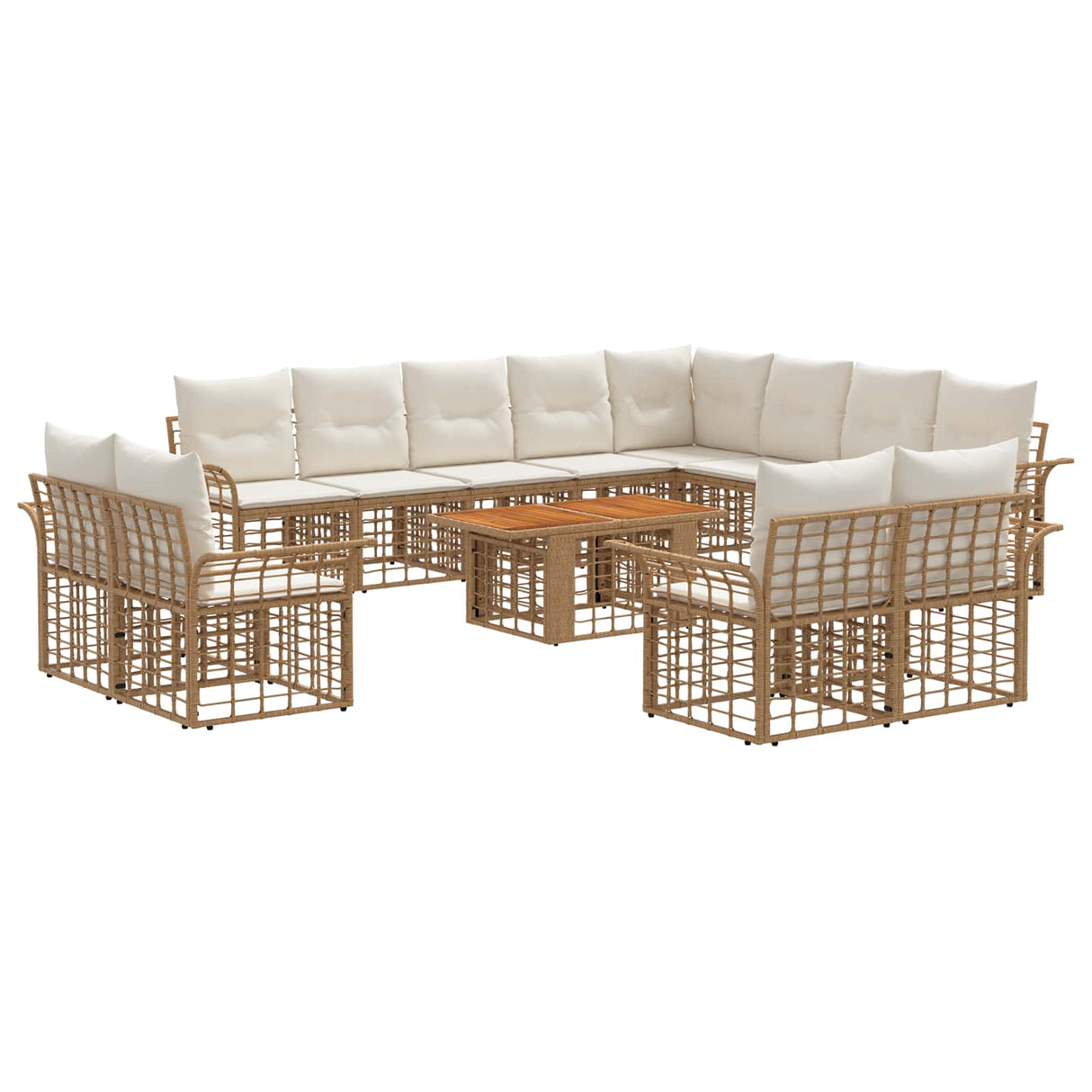 vidaXL Tuinbank Set 13 st Zwart en Donkergrijs poly rattan