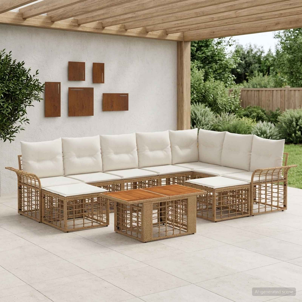 vidaXL Garden Bench Set 10 pcs Black and Dark Grey poly rattan