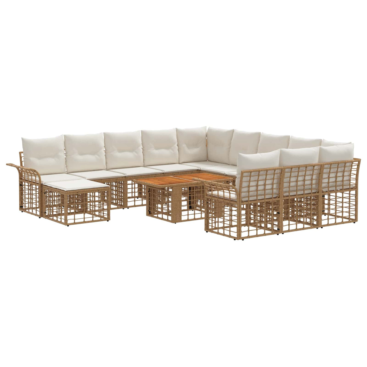 vidaXL Tuinbank Set 13 st Zwart en Donkergrijs poly rattan