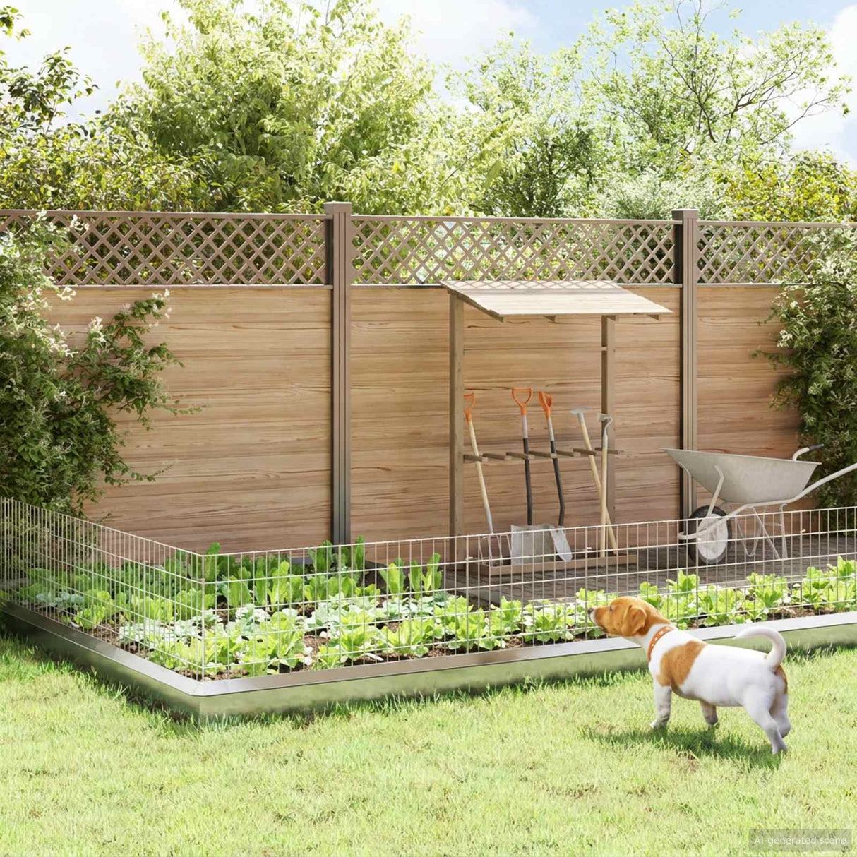 vidaXL Tuinhek met palen 48 pcs 95 x 30 cm Mesh Gegalvaniseerd staal
