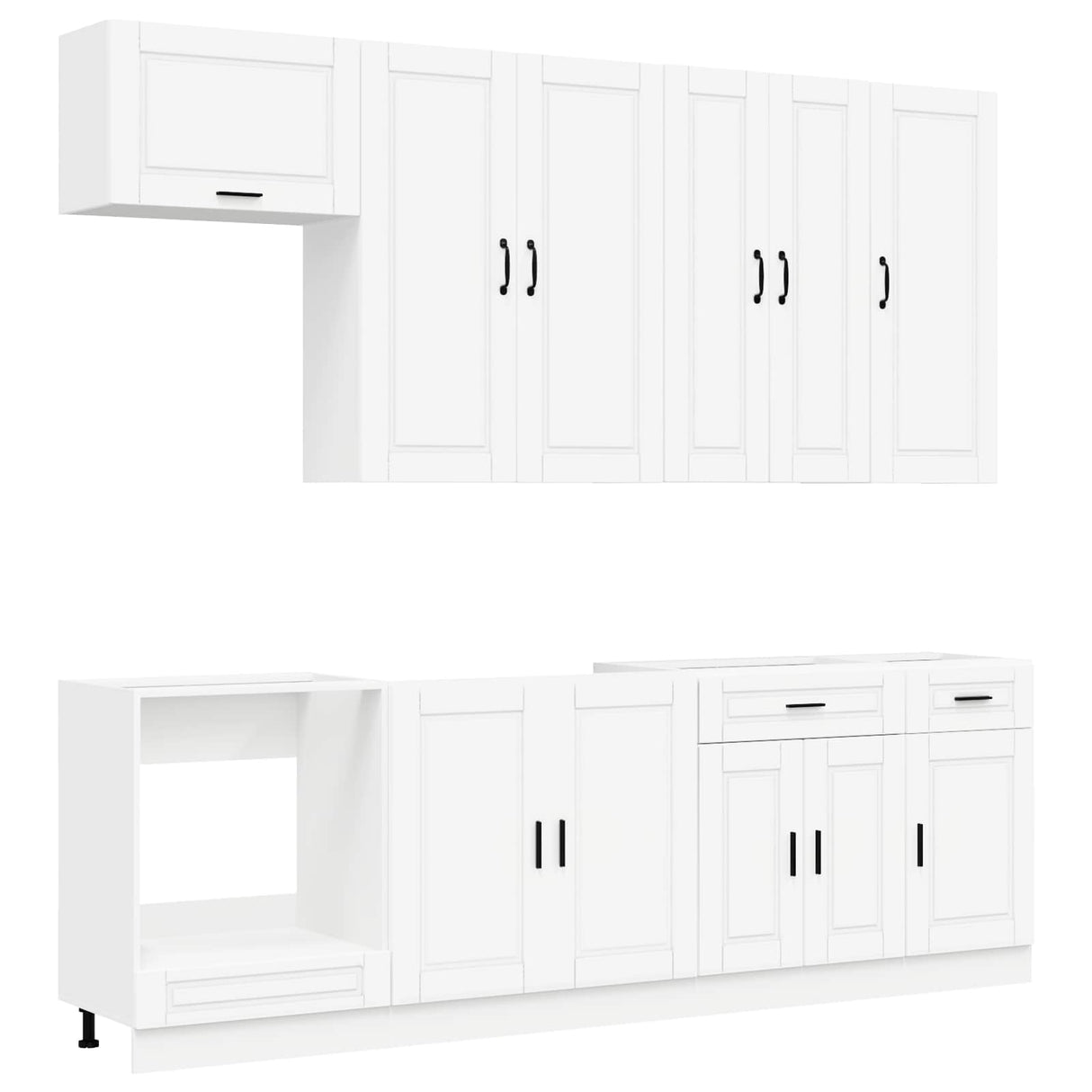 vidaXL Kitchen Set PORTO 8 pcs White Engineered Wood