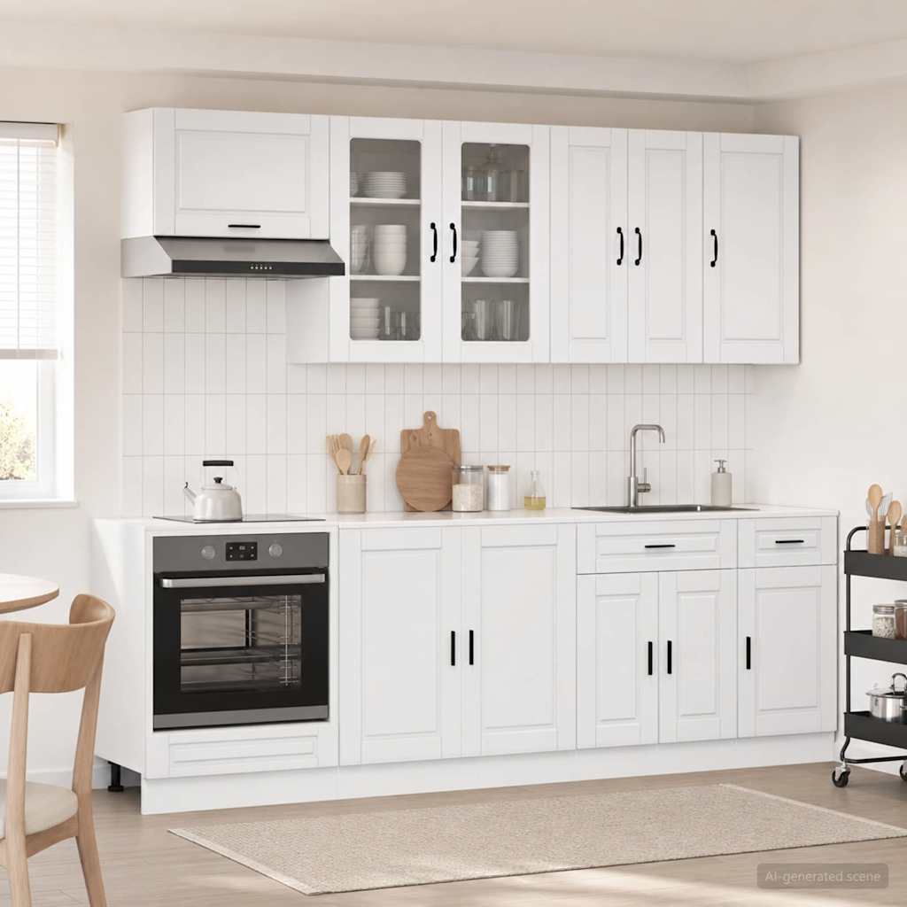 vidaXL Kitchen Set PORTO 8 pcs White Engineered Wood