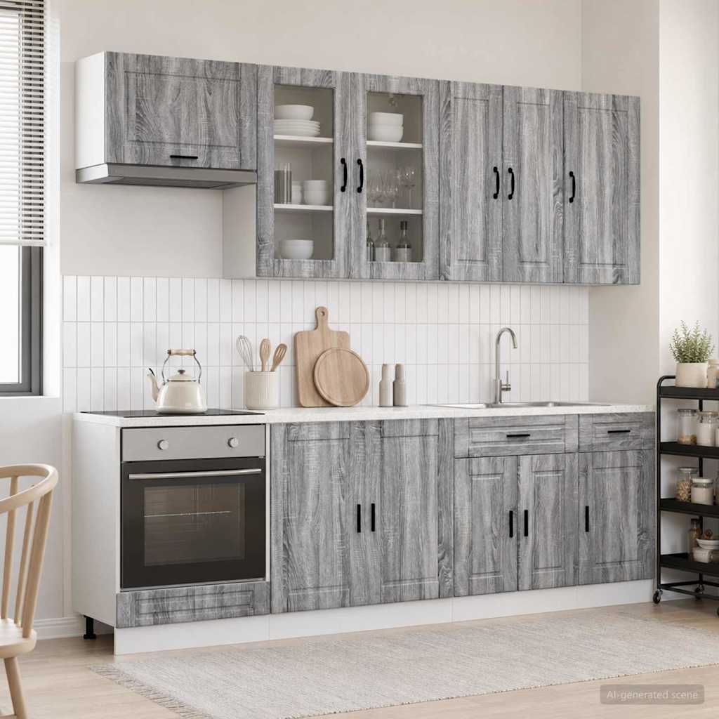 vidaXL Kitchen Set PORTO 8 pcs White Engineered Wood