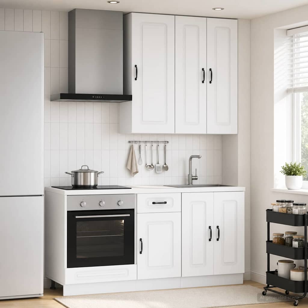 vidaXL Keukenblok KALMAR 5 pcs Wit Bewerkt hout