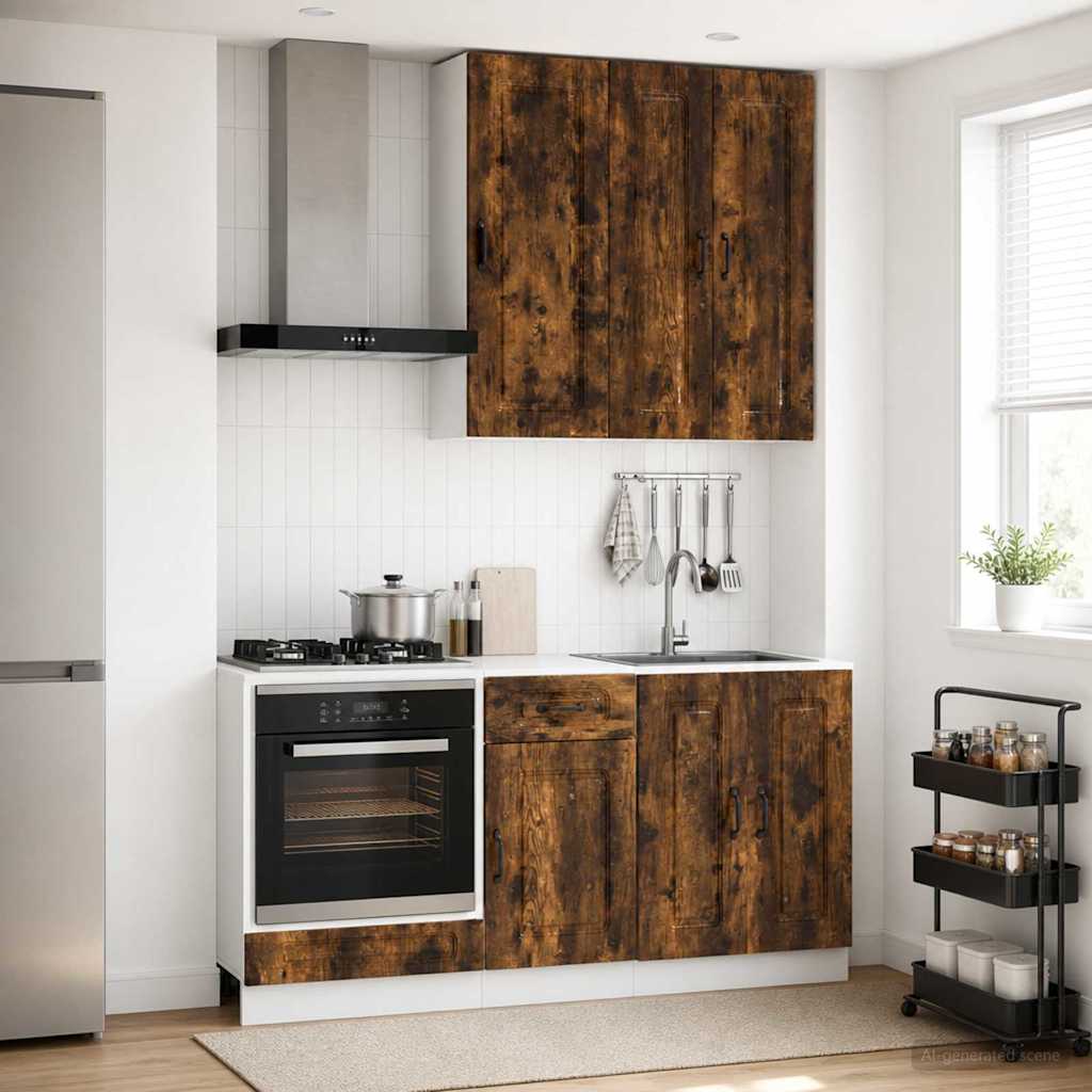 vidaXL Keukenblok KALMAR 5 pcs Wit Bewerkt hout
