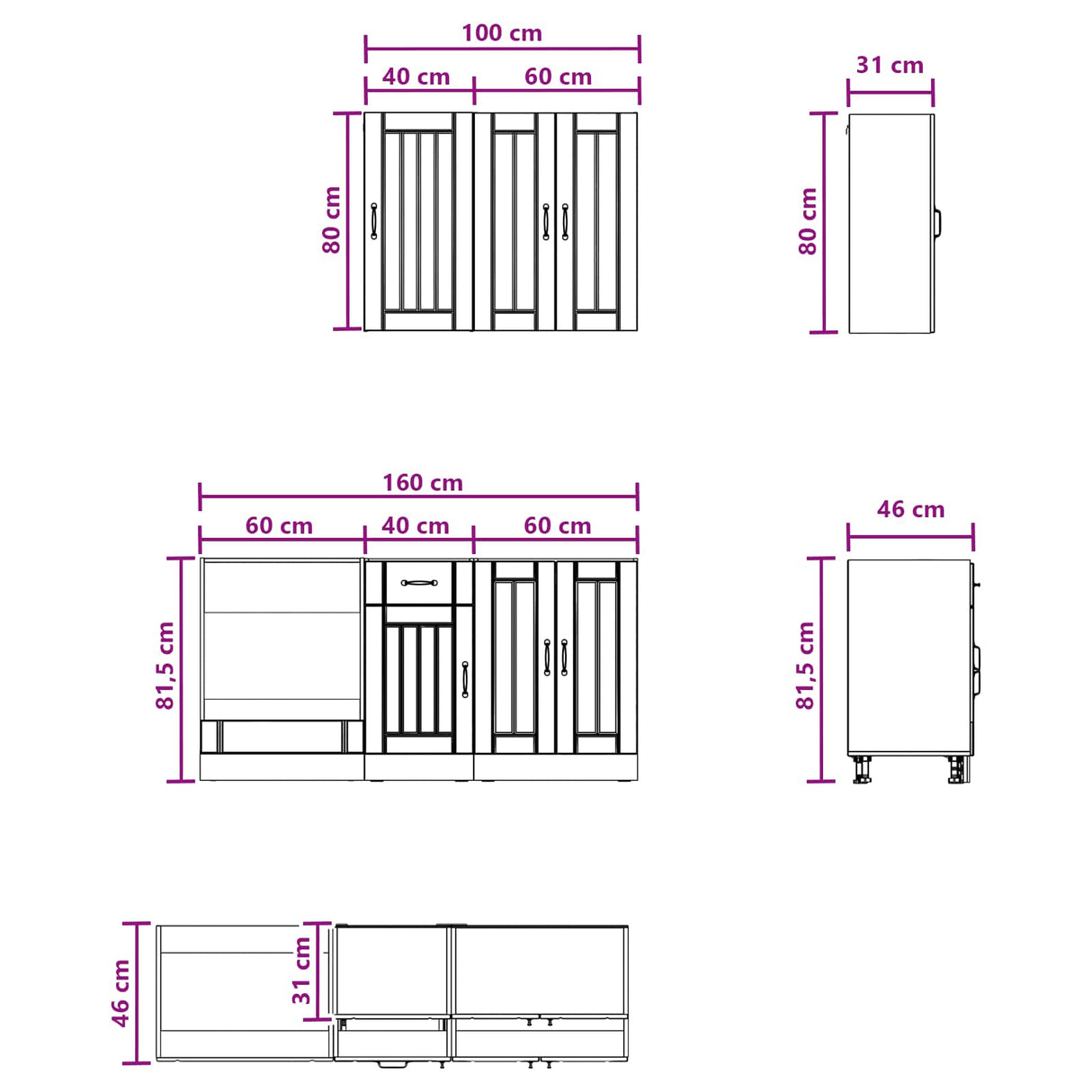vidaXL Kitchen Unit LUCCA 5 pcs Engineered Wood White