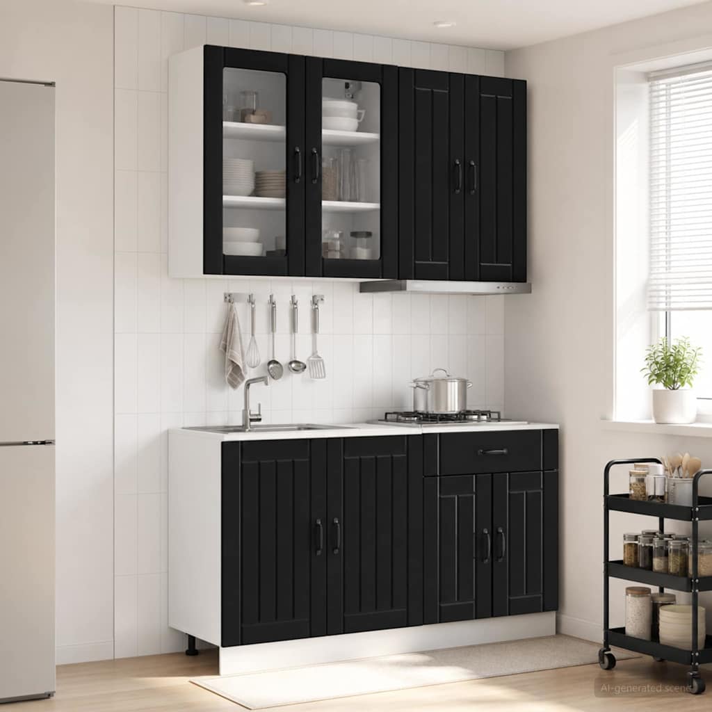 vidaXL Keukenblok LUCCA 4 pcs Wit Bewerkt hout