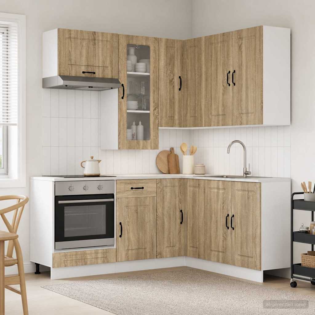 vidaXL Keukenblok KALMAR 8 pcs Wit Bewerkt hout
