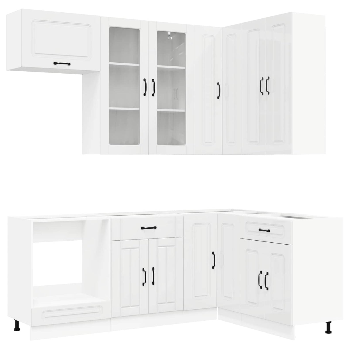 vidaXL Keukenblok KALMAR 8 pcs Wit Bewerkt hout
