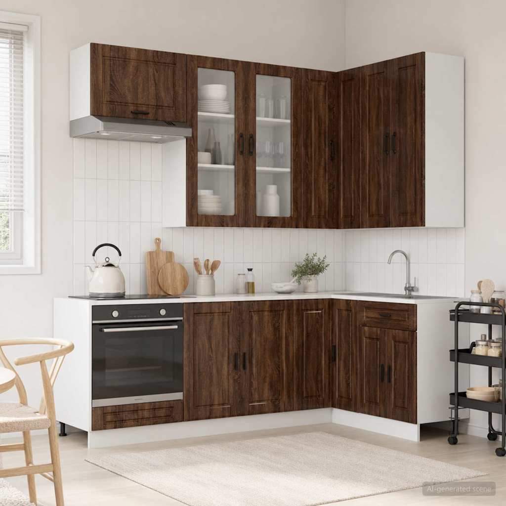 vidaXL Keukenblok PORTO 8 pcs Wit Bewerkt hout