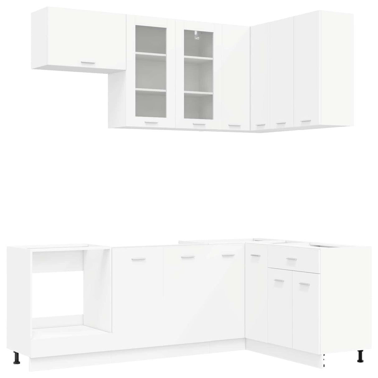 vidaXL Keuken Eenheid LYON 8 pcs Wit Bewerkt hout