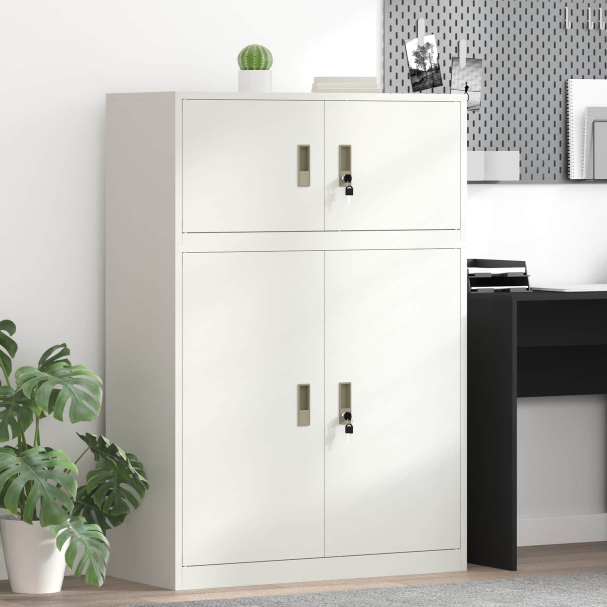vidaXL Opbergkast 2 st Zwart 90 x 40 x 130 cm Staal Vergrendelbaar