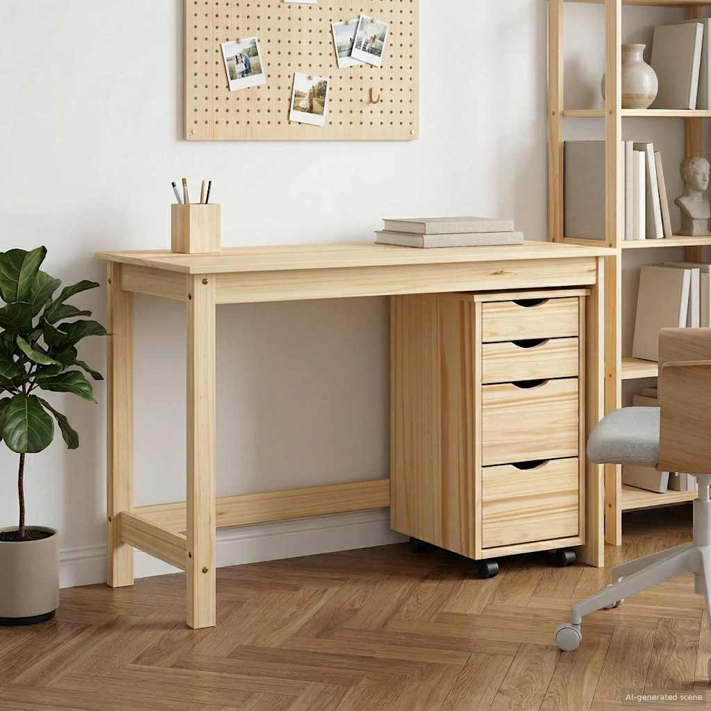 vidaXL Bureau en rolkast set MOSS 2 pcs HoningBruin