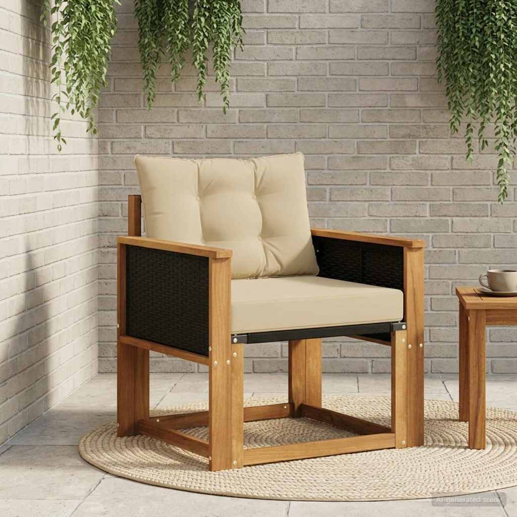 vidaXL Buitensofa Massief Acaciahout en Textilene Natuurlijk en Crème