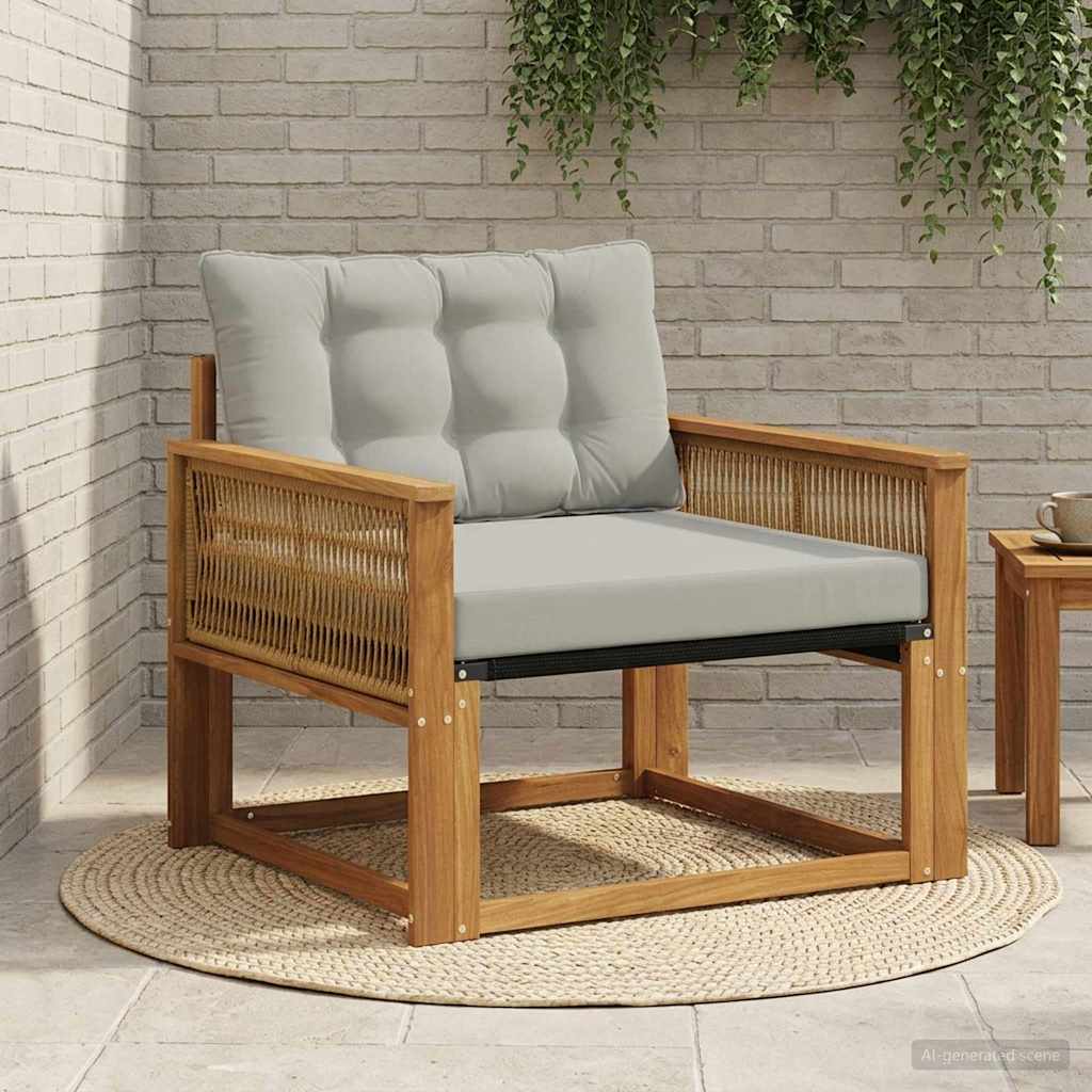 vidaXL Buiten bank set Massief Acaciahout en Textilene Naturel