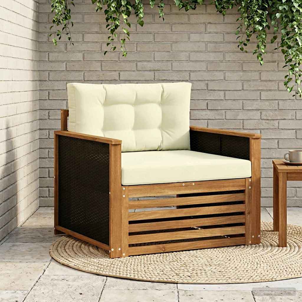 vidaXL Buiten bank set Massief Acacia Hout en Polyester Naturel