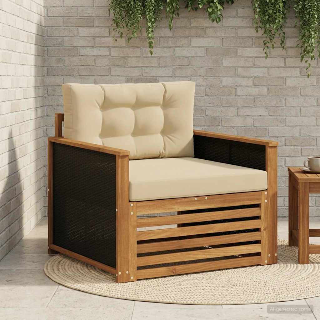 vidaXL Buiten bank set Massief Acacia Hout en Polyester Naturel