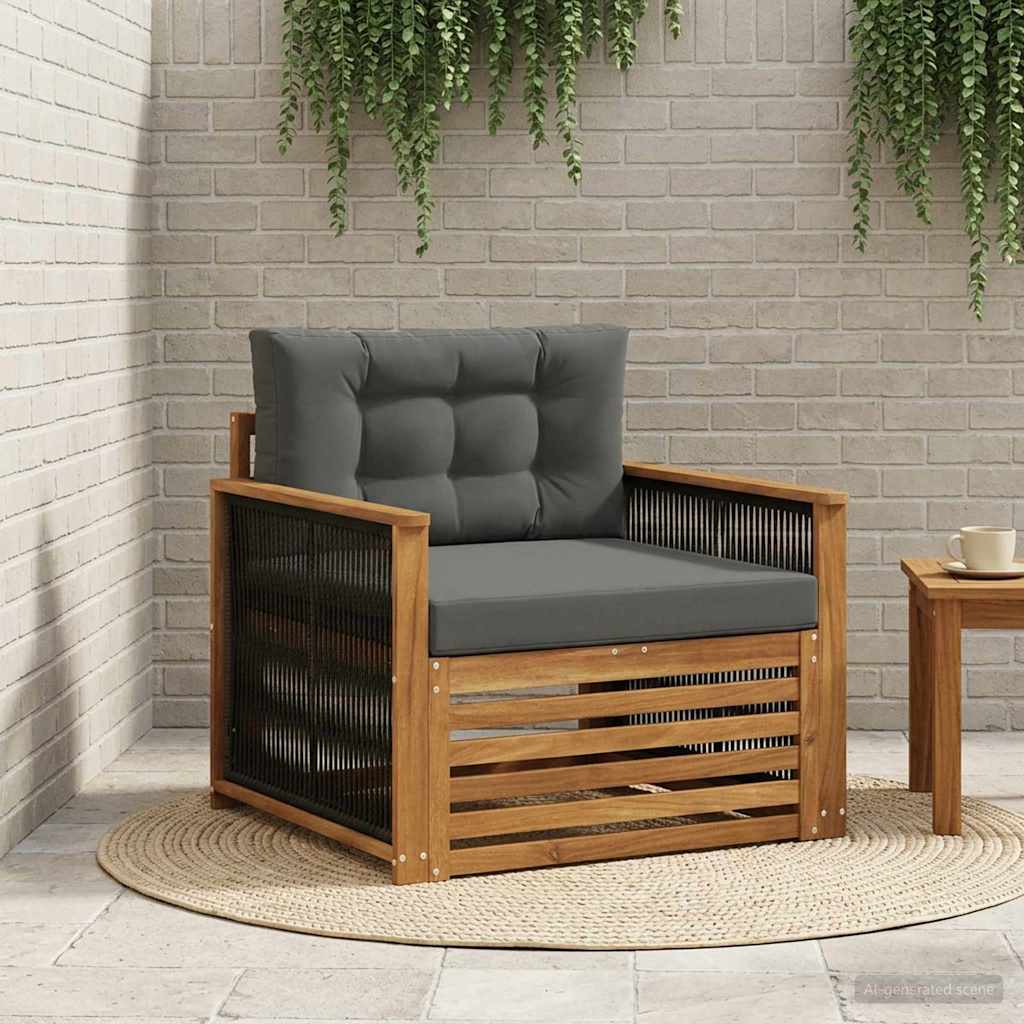 vidaXL Buiten bank set Massief Acacia Hout en Polyester Naturel