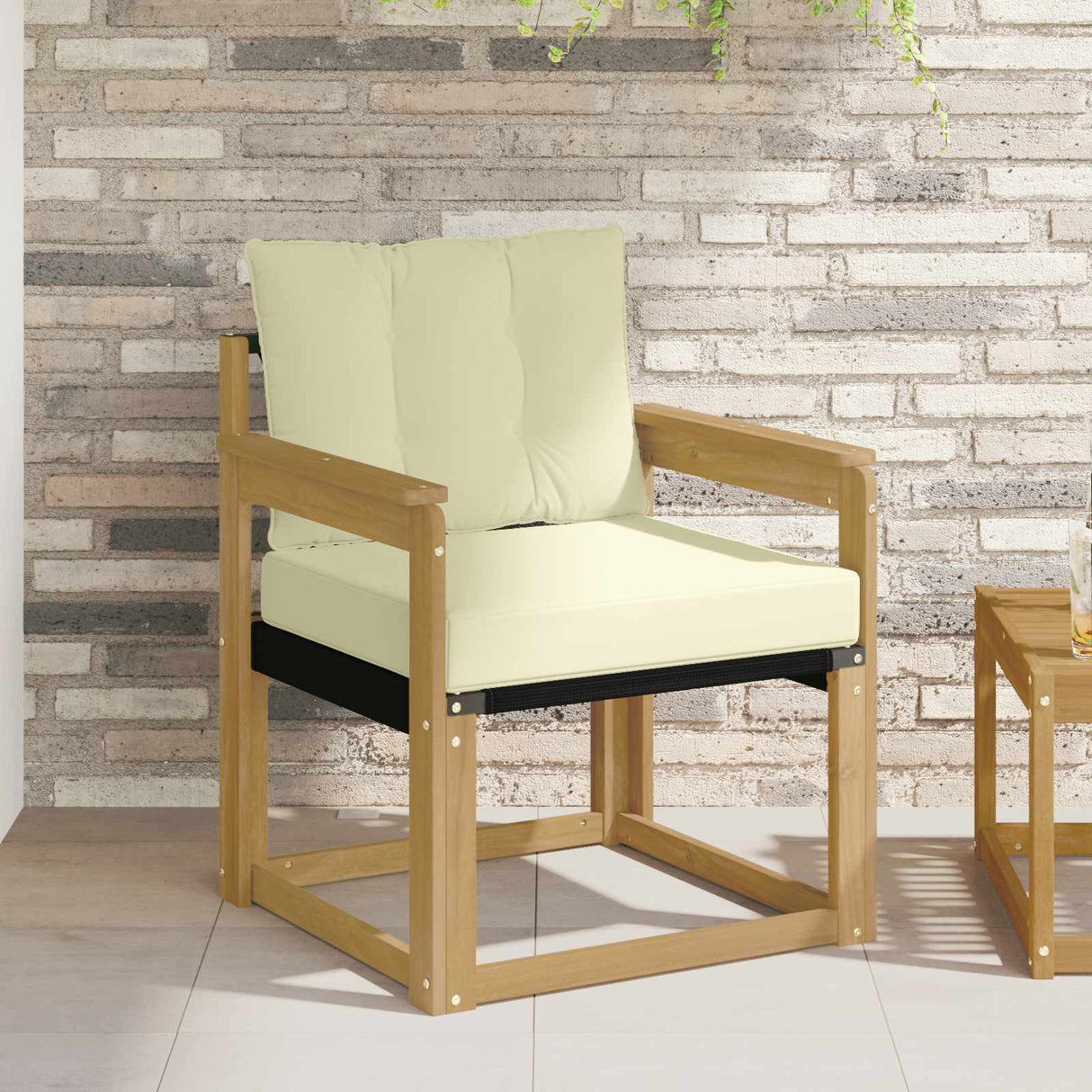 vidaXL Buitensofa Massief Acaciahout en Textilene Natuurlijk en Crème