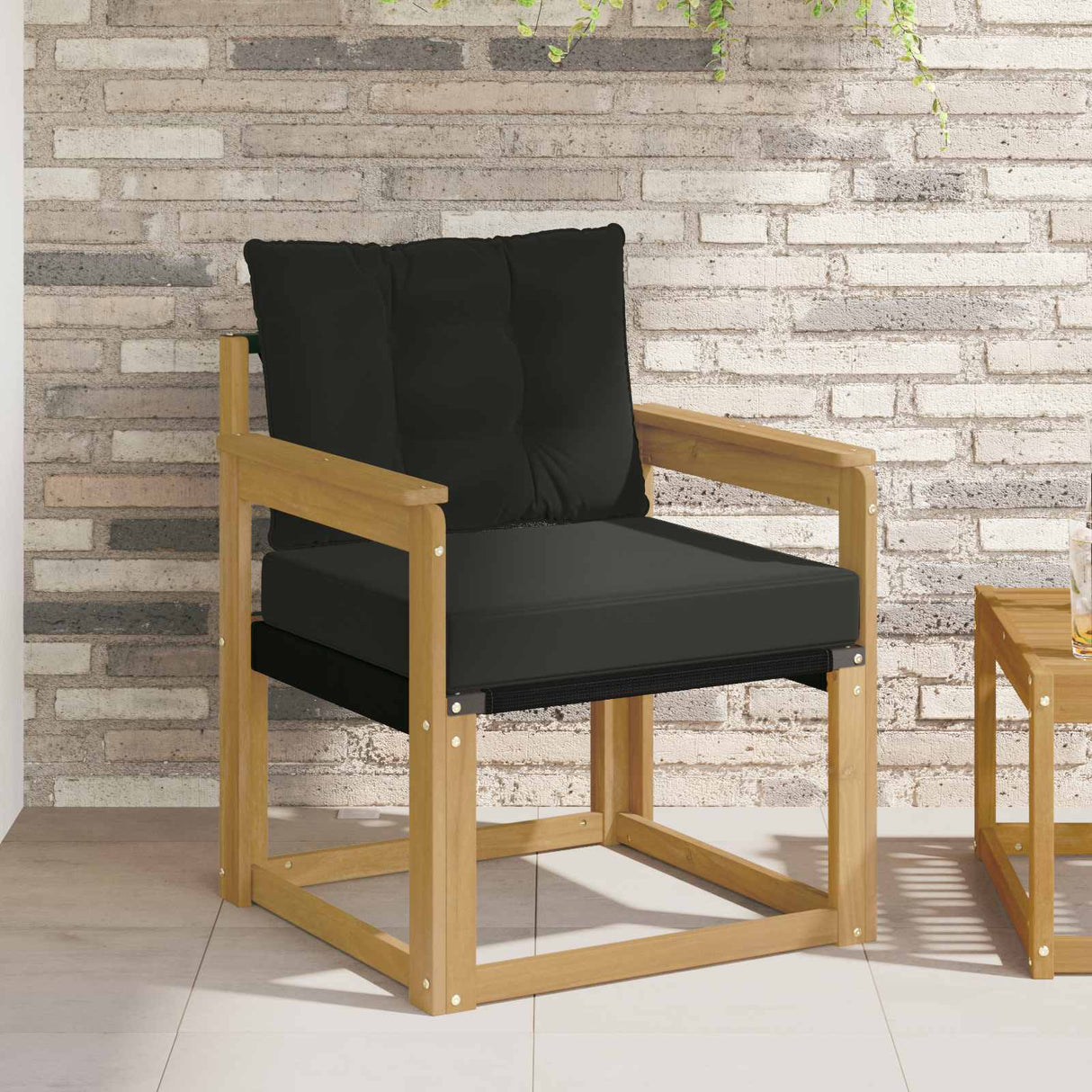 vidaXL Buitensofa Massief Acaciahout en Textilene Natuurlijk en Crème