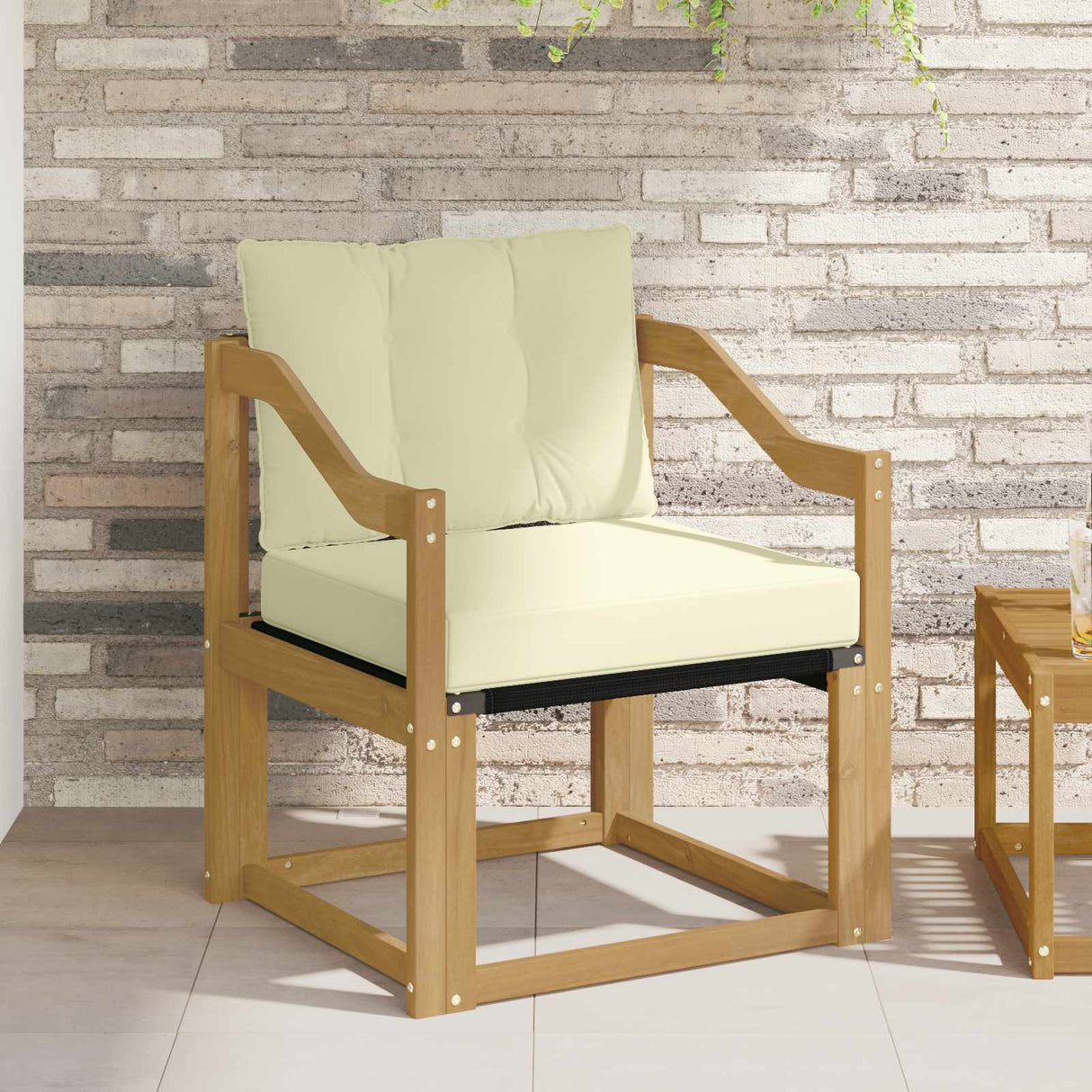 vidaXL Buitensofa Massief Acaciahout en Textilene Natuurlijk en Crème