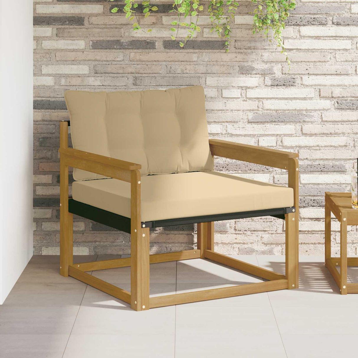 vidaXL Buiten bank set Massief Acaciahout en Textilene Naturel