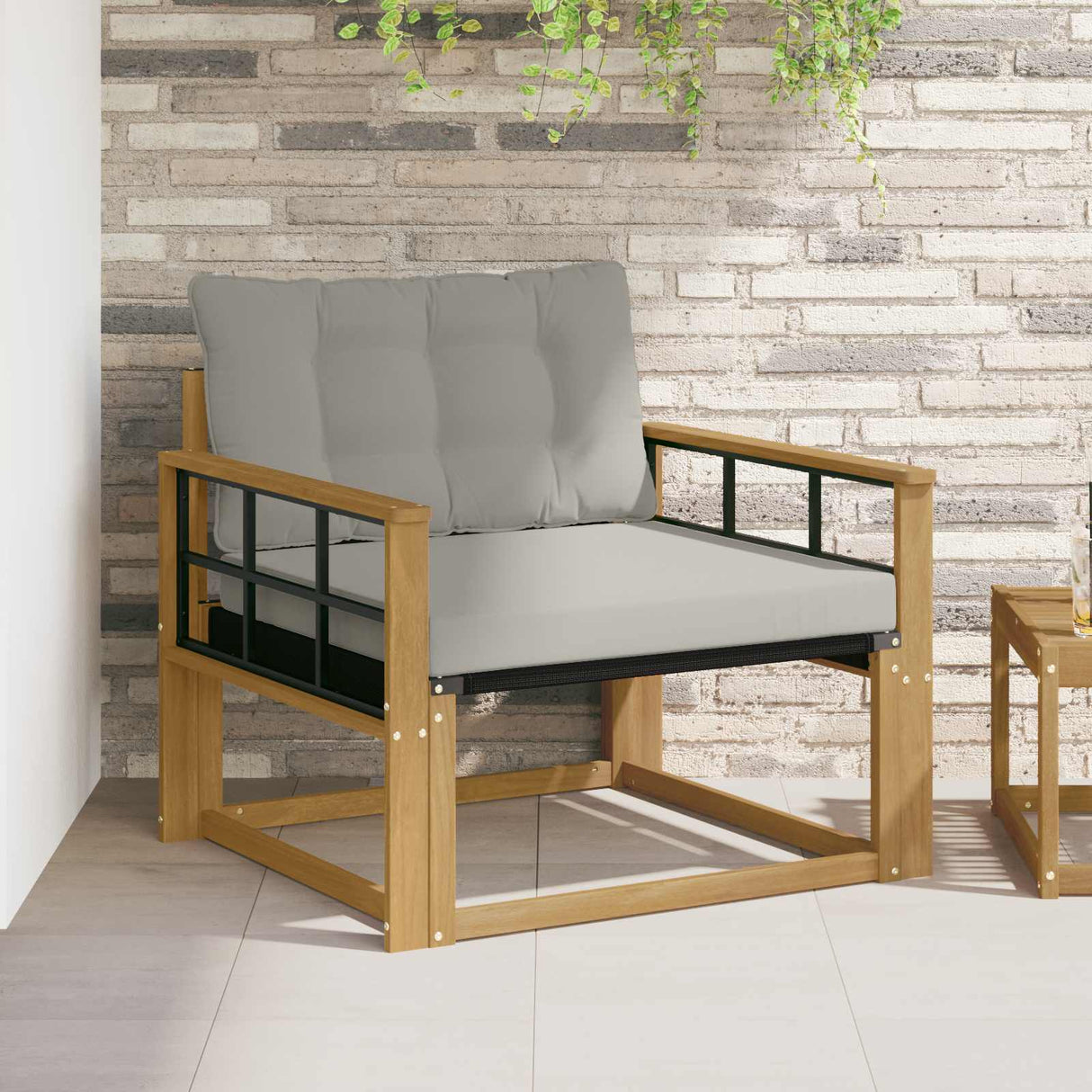 vidaXL Buiten bank set Massief Acaciahout en Textilene Naturel