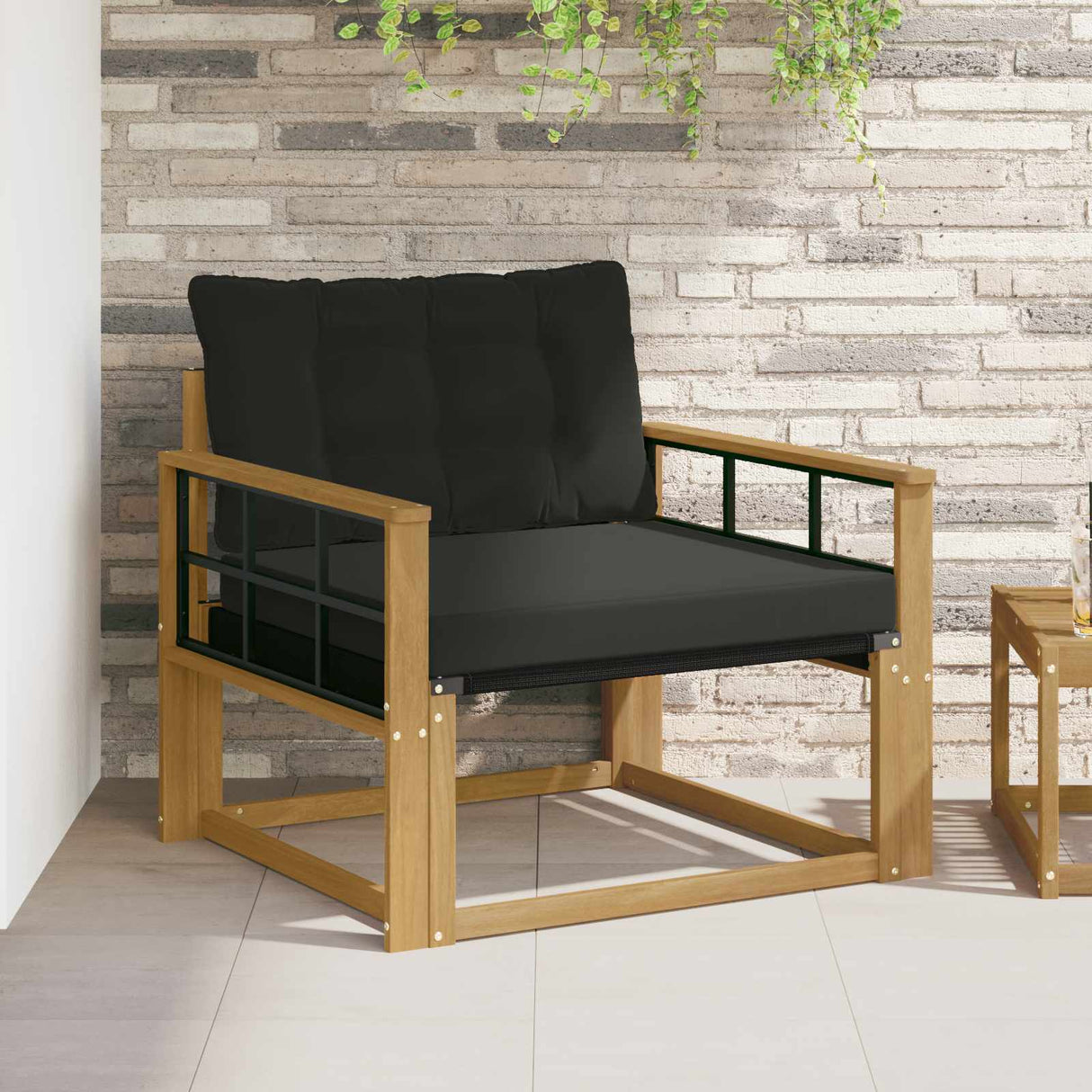 vidaXL Buiten bank set Massief Acaciahout en Textilene Naturel