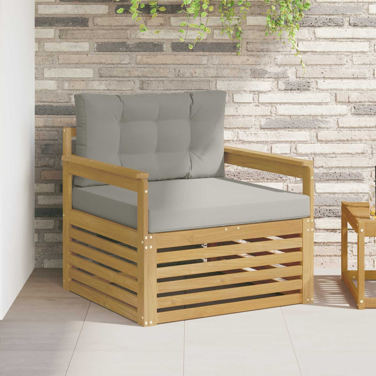 vidaXL Buiten bank set Massief Acacia Hout en Polyester Naturel