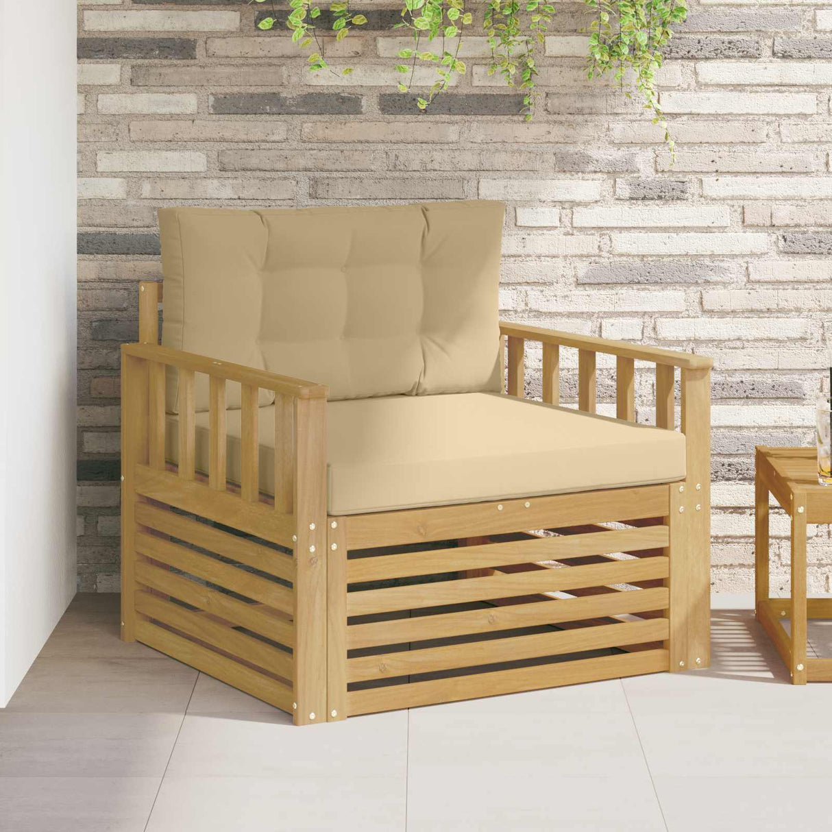 vidaXL Buiten bank set Massief Acacia Hout en Polyester Naturel