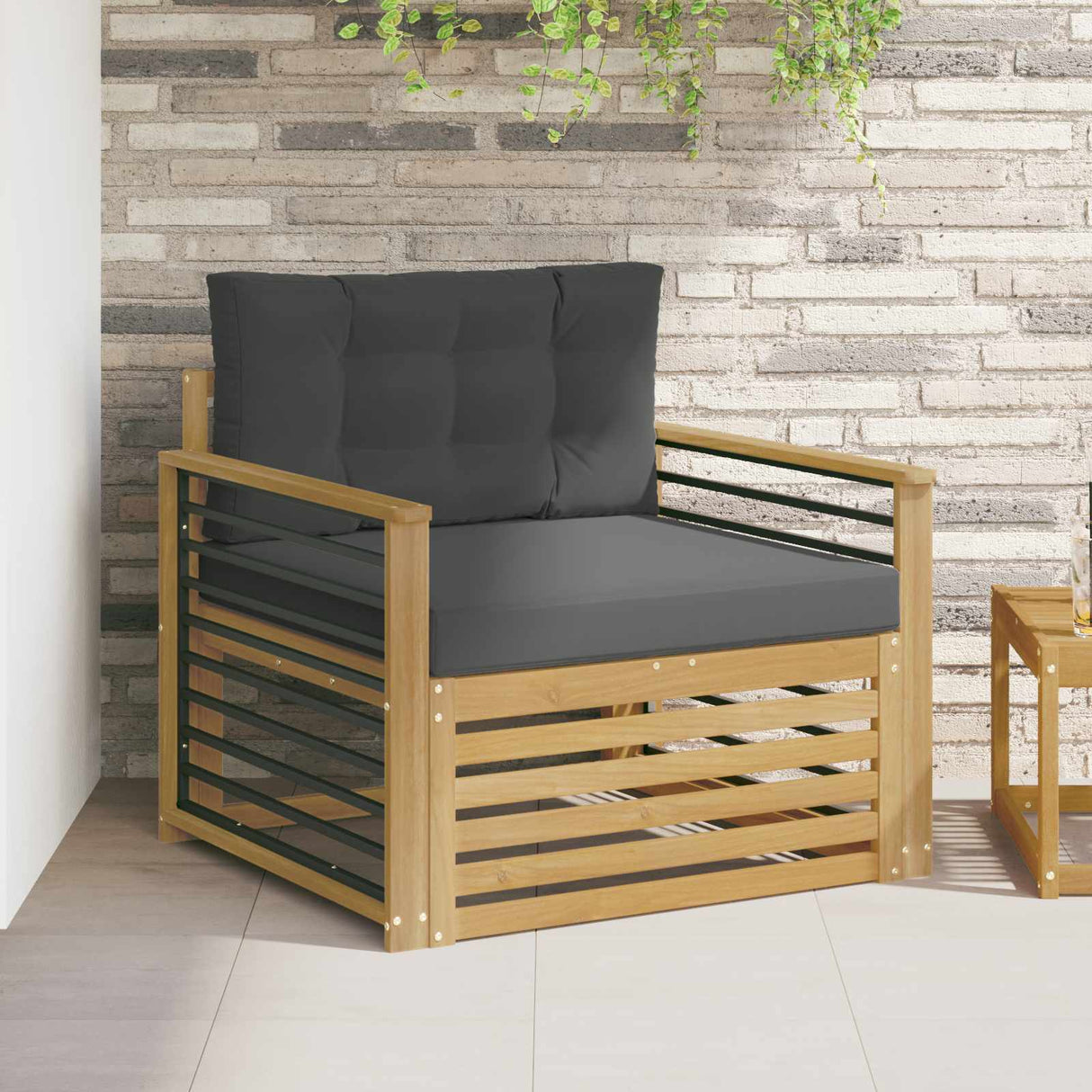 vidaXL Buiten bank set Massief Acacia Hout en Polyester Naturel