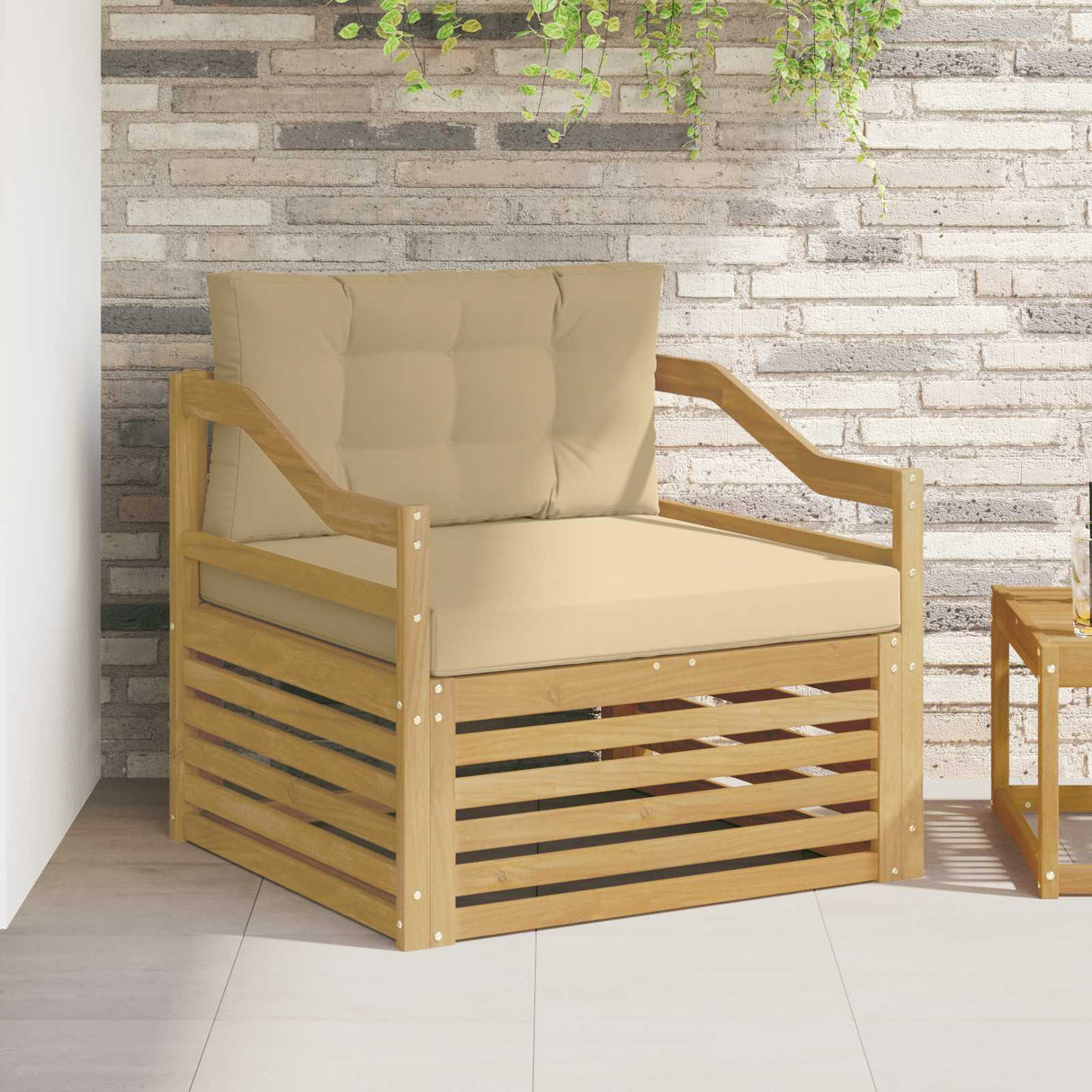 vidaXL Buiten bank set Massief Acacia Hout en Polyester Naturel