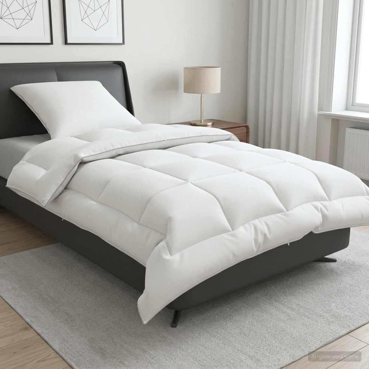 vidaXL Dekbed en Kussen Set 2 st 135x200 cm Winter 450 GSM Wol Wit