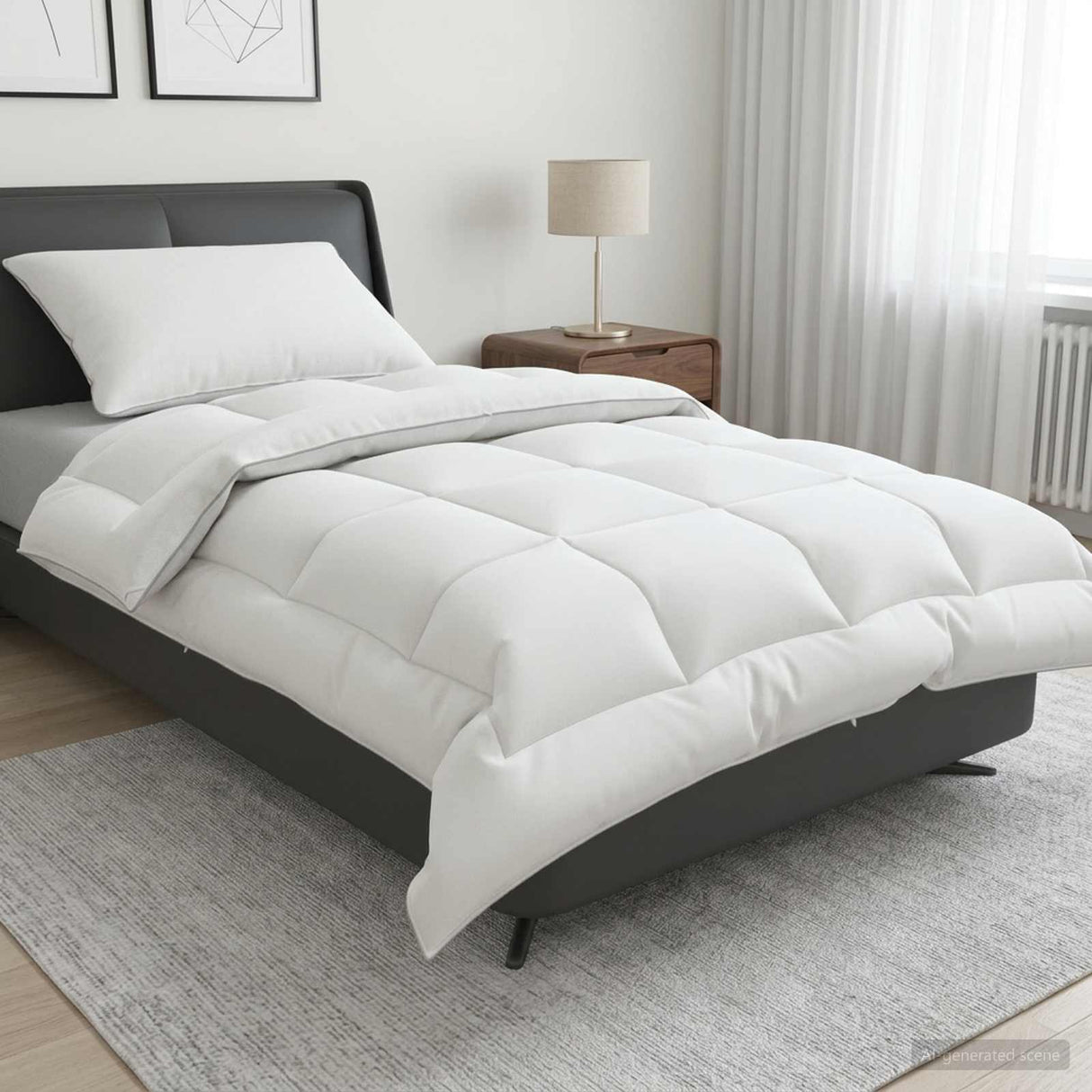 vidaXL Dekbed en Kussen Set 2 st 135x200 cm Winter 450 GSM Wol Wit