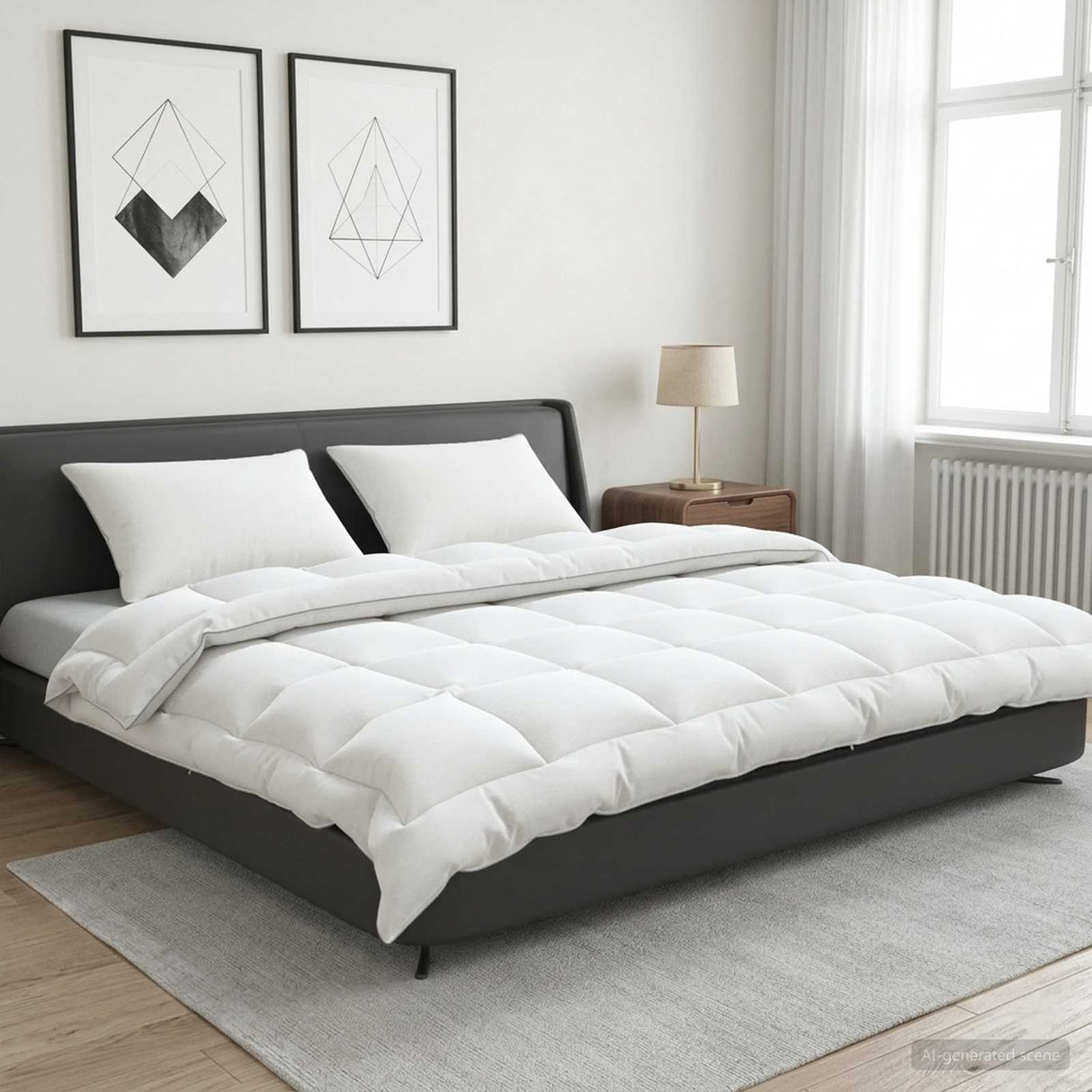 vidaXL Dekbed en Kussen Set 3 st 200x200 cm Winter 450 GSM Wol Wit