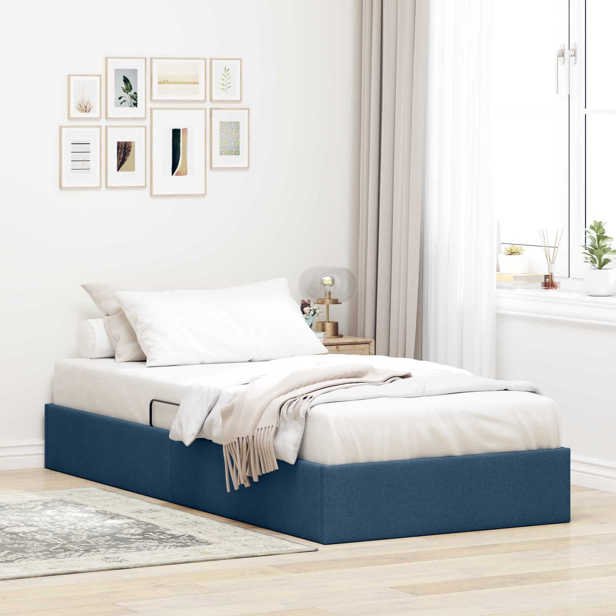 vidaXL Ottoman Bedframe met opslag Lichtgrijs 90 x 190 cm Stof