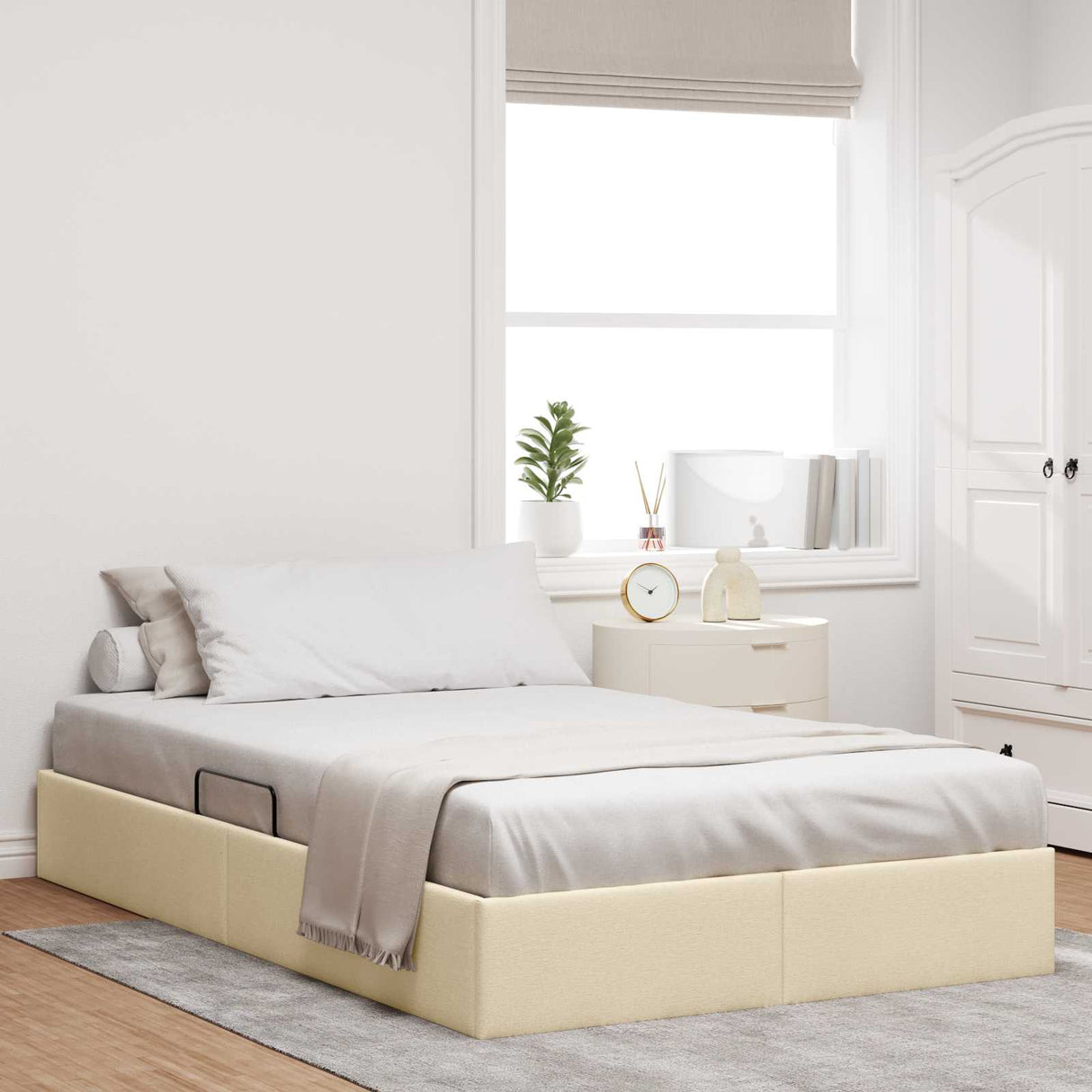 vidaXL Ottoman Bedframe met opslag Lichtgrijs 90 x 190 cm Stof