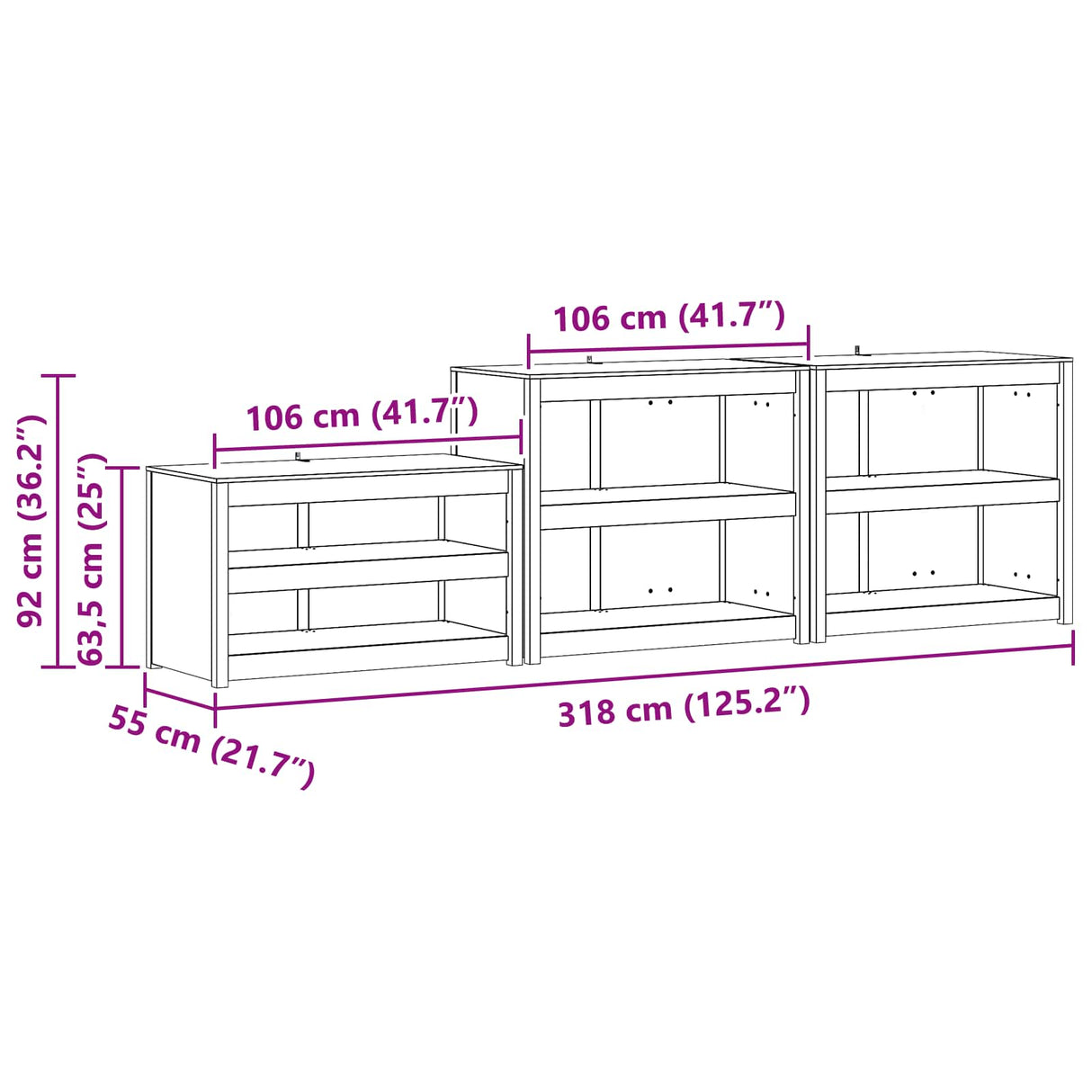 vidaXL Buitenkeukenkast met plank MEPPEL 3 pcs Natuurlijk Douglas