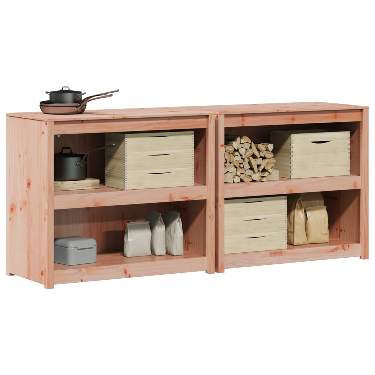 vidaXL Outdoor Kitchen Cabinet MEPPEL 2 pcs Natural Douglas