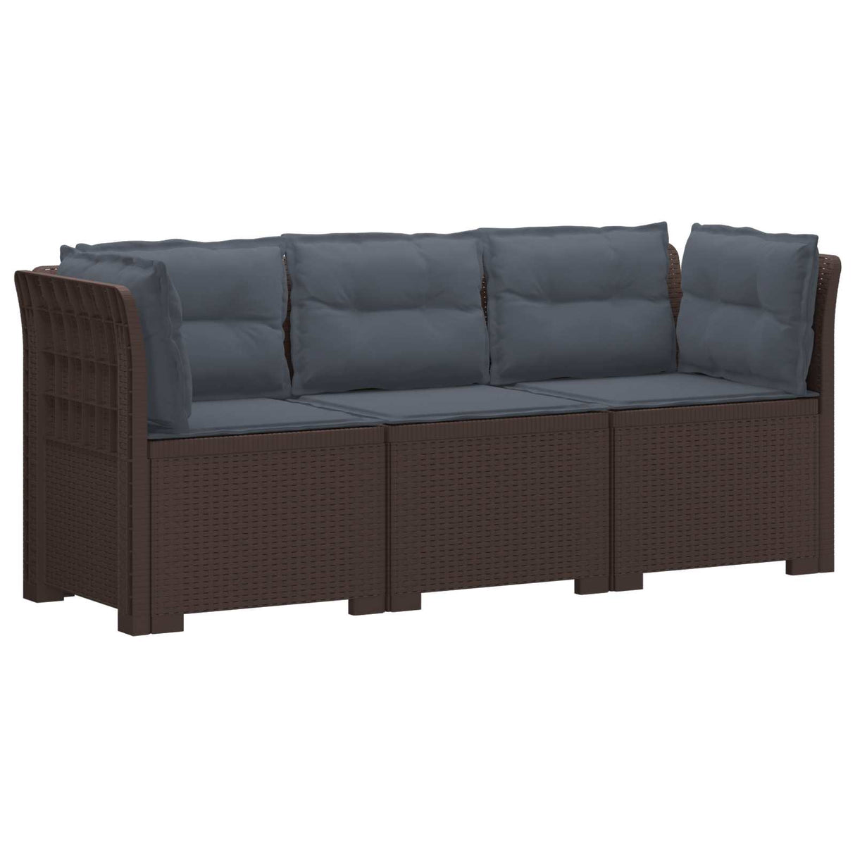vidaXL 3-Zits Tuinbank Rattan Look PP Antraciet
