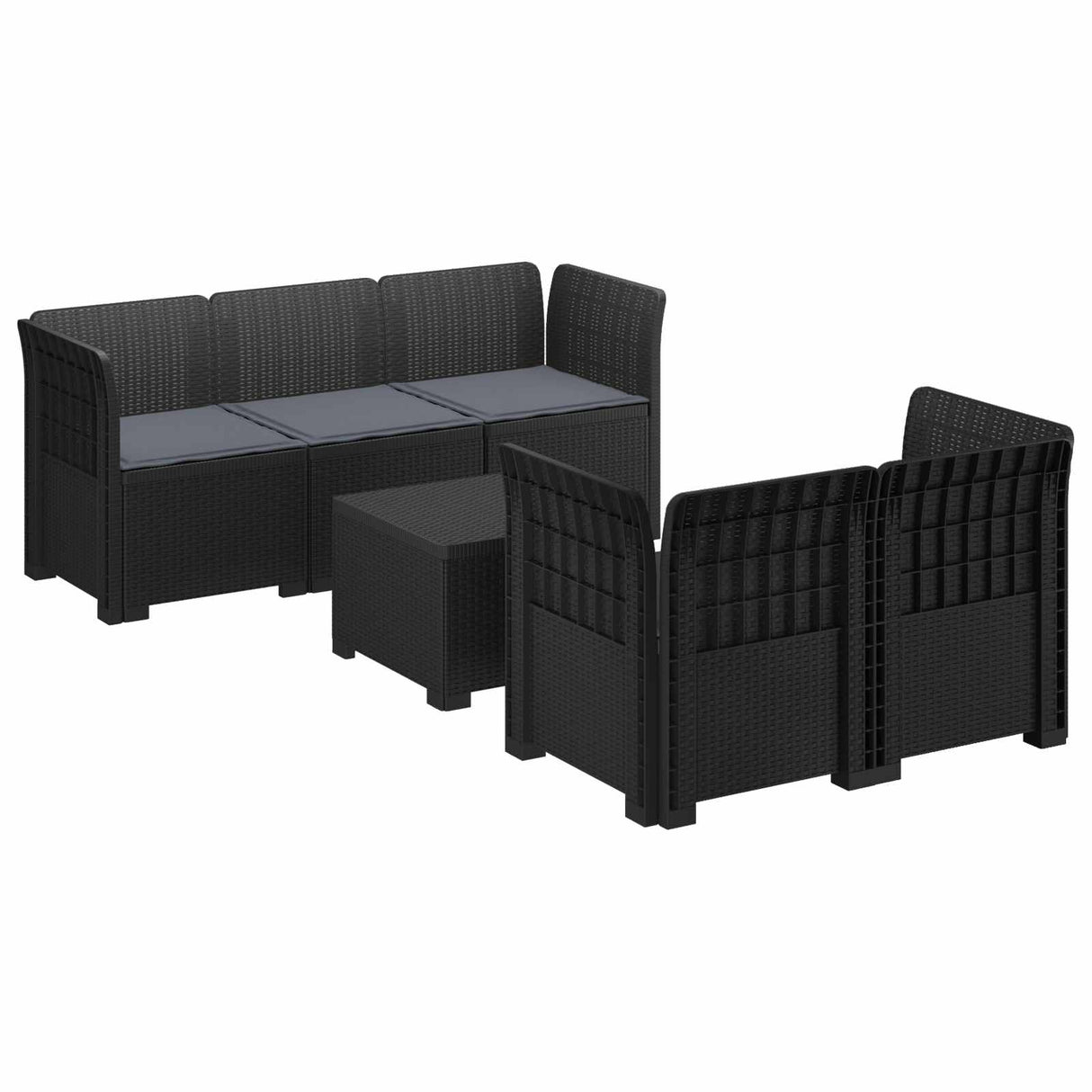 vidaXL 5-Zits Tuinbank Rattanlook PP Antraciet