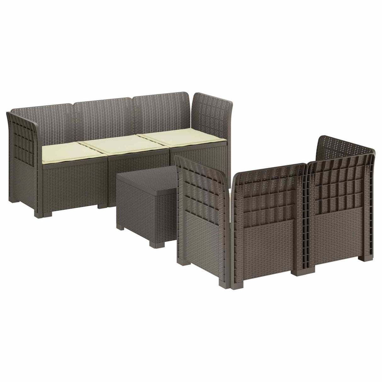 vidaXL 5-Zits Tuinbank Rattanlook PP Antraciet