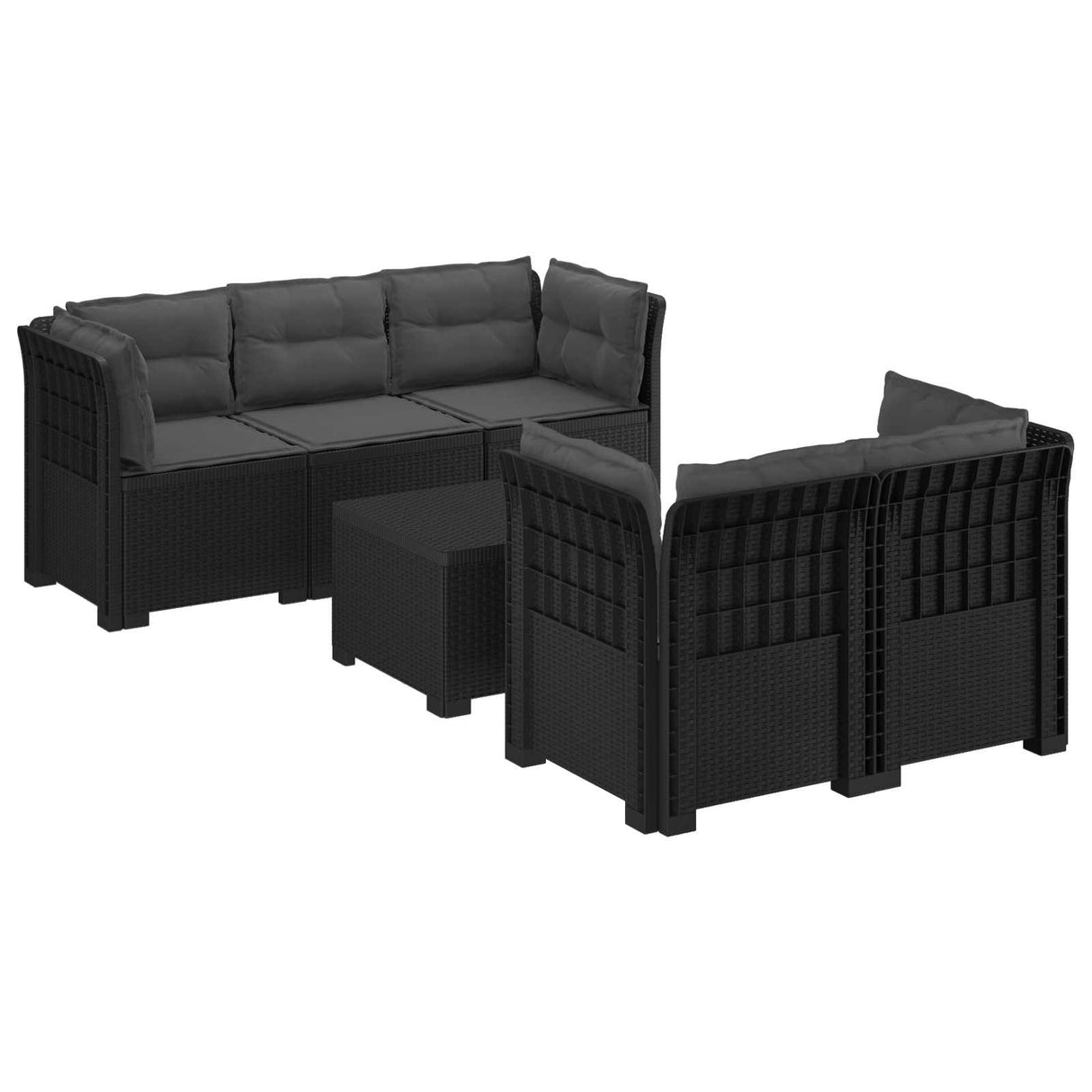vidaXL 5-Zits Tuinbank Rattanlook PP Antraciet