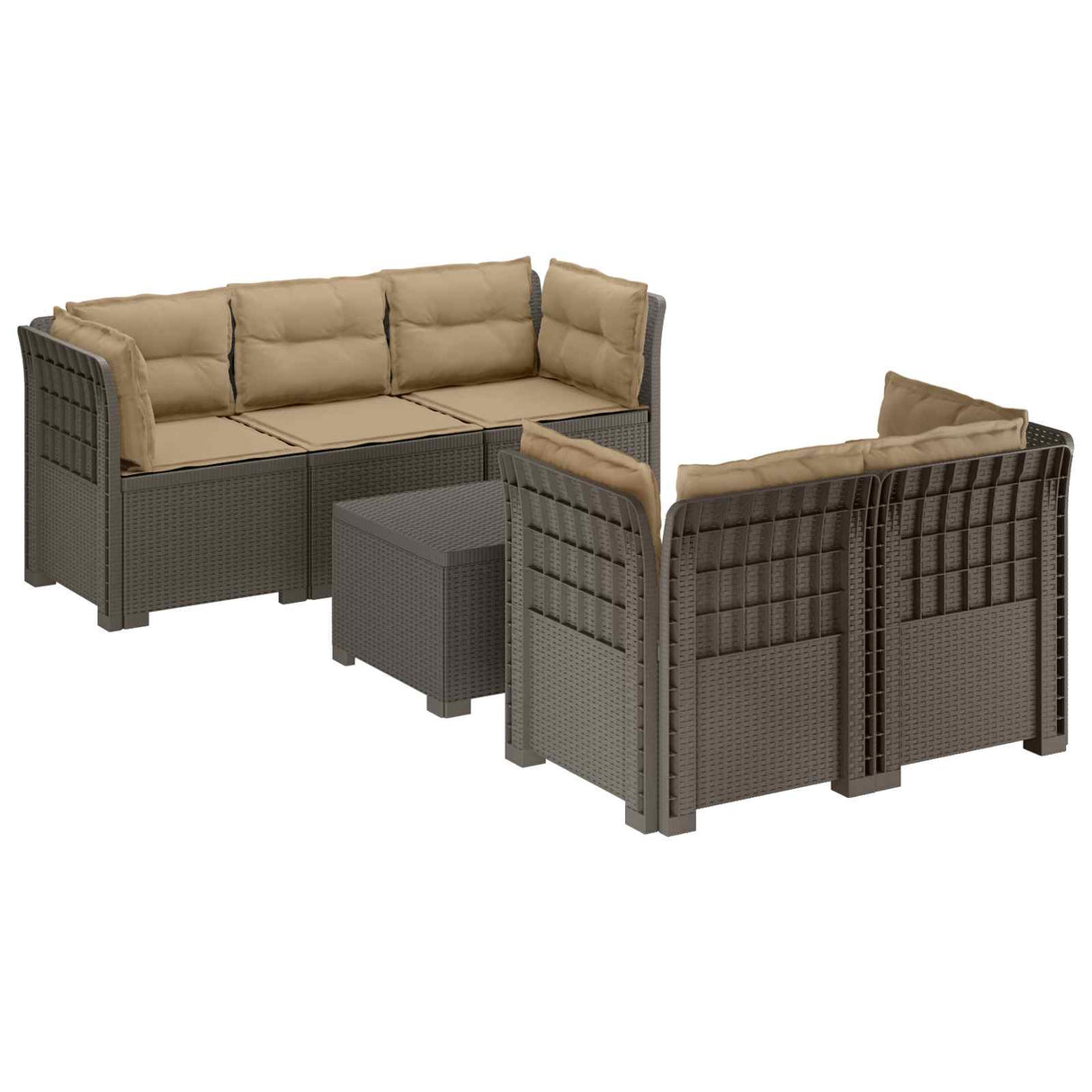 vidaXL 5-Zits Tuinbank Rattanlook PP Antraciet