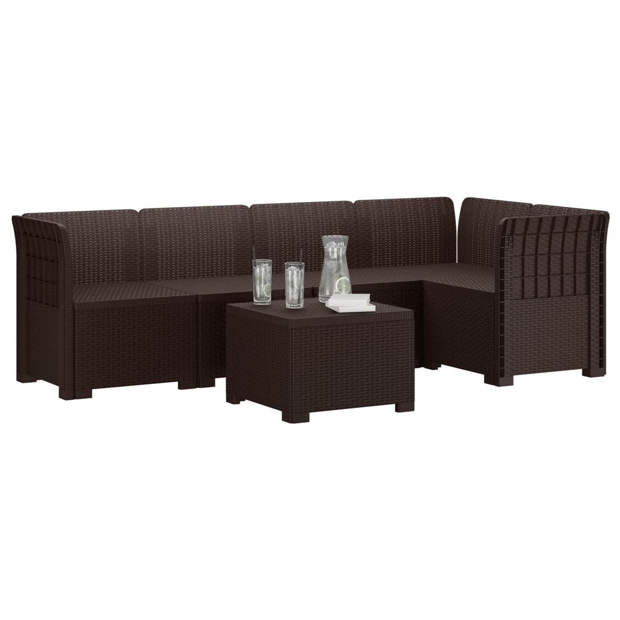 vidaXL 5-Zits Tuinbank Rattanlook PP Antraciet