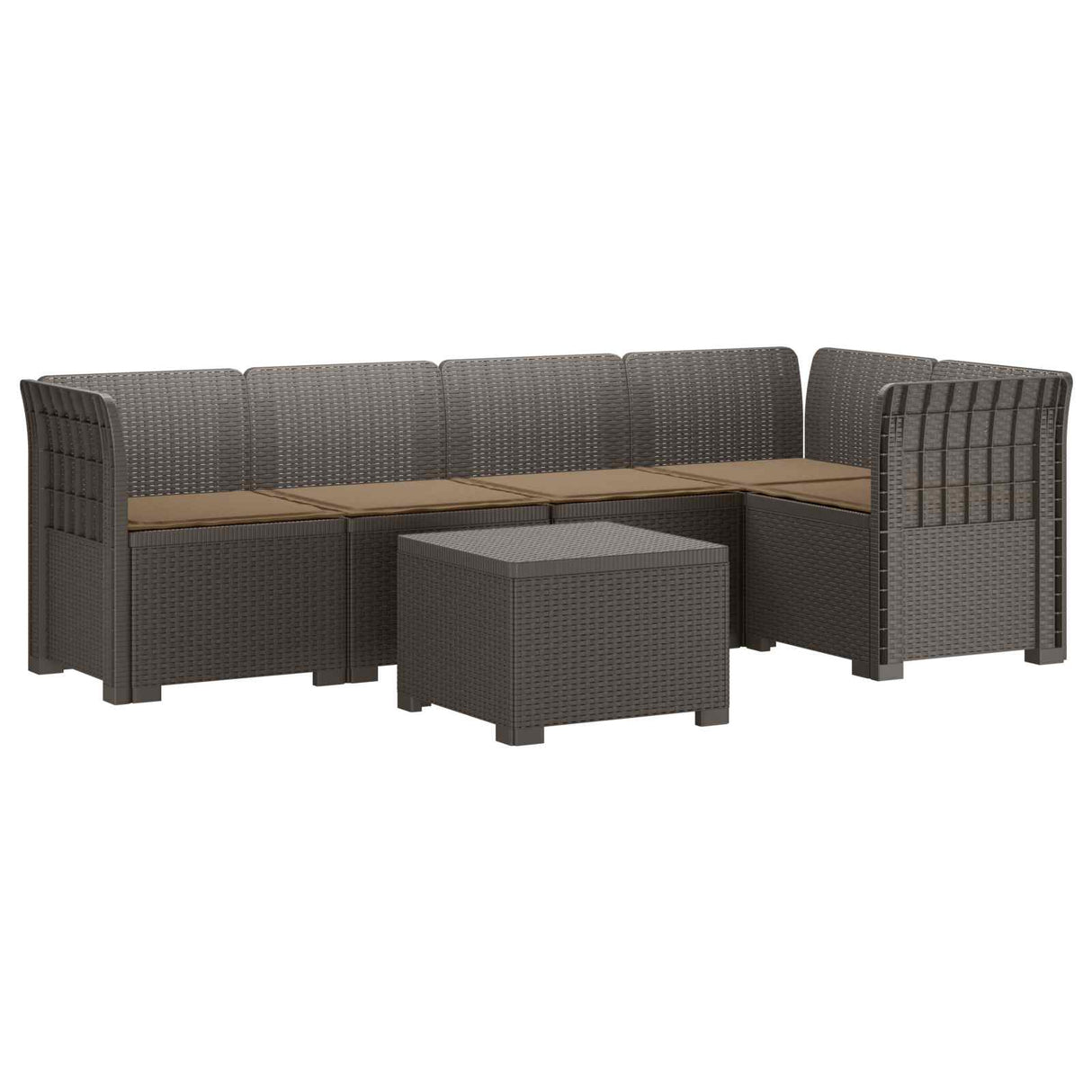 vidaXL 5-Zits Tuinbank Rattanlook PP Antraciet