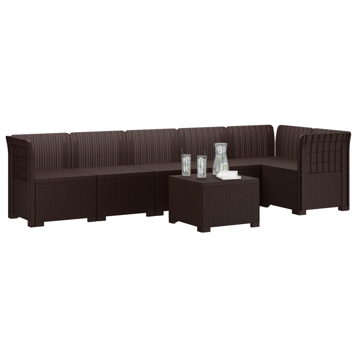 vidaXL 6-Zits Tuinbank Rattan uitstraling PP Antraciet